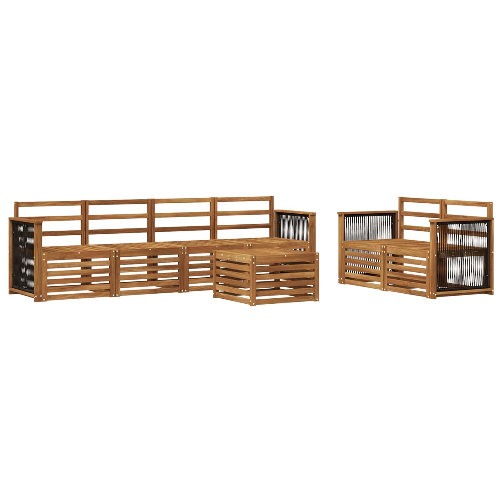 vidaXL Sofa-Sets 7 pcs Natuurlijk en Crème Massief Acaciahout