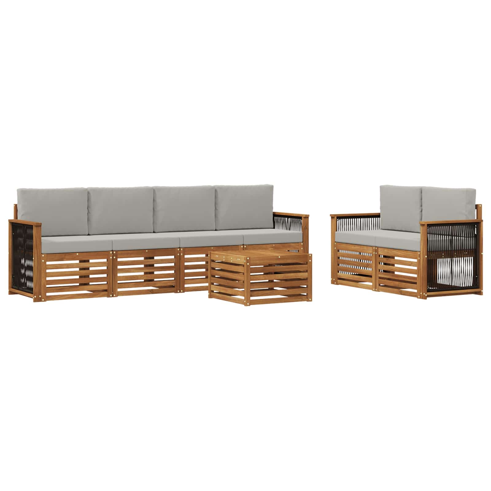 vidaXL Sofa-Sets 7 pcs Natuurlijk en Crème Massief Acaciahout