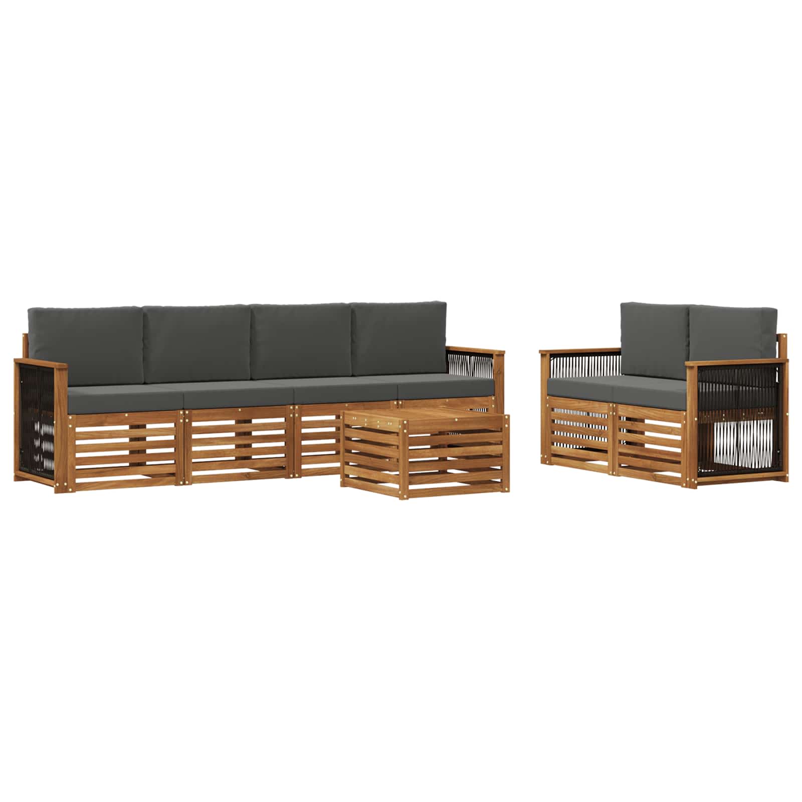 vidaXL Sofa-Sets 7 pcs Natuurlijk en Crème Massief Acaciahout