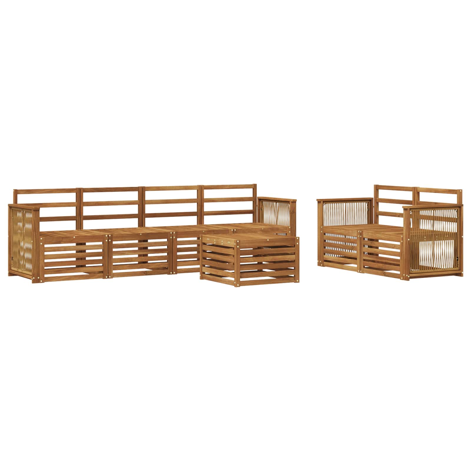 vidaXL Sofa-Sets 7 pcs Natuurlijk en Crème Massief Acaciahout
