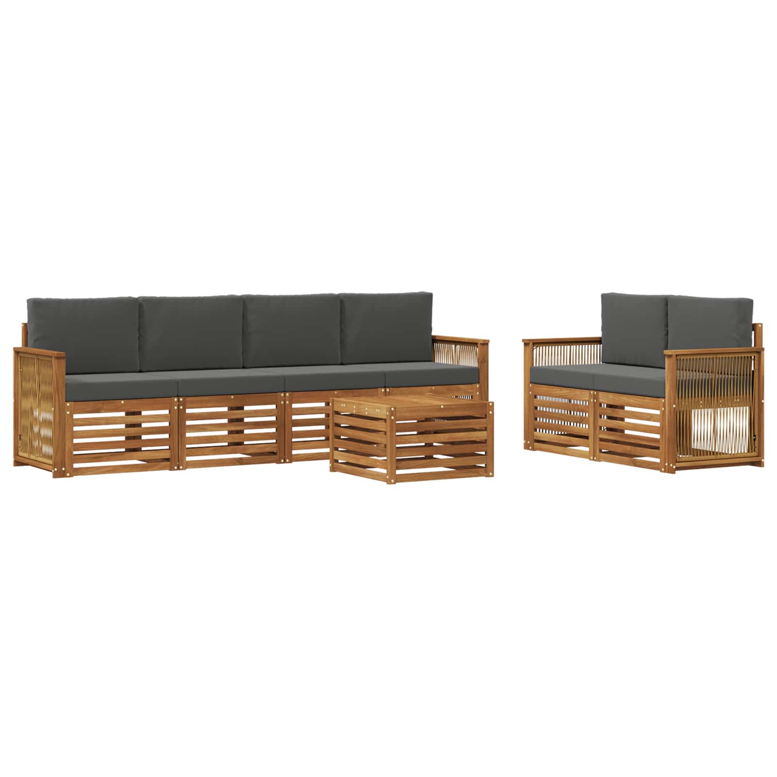 vidaXL Sofa-Sets 7 pcs Natuurlijk en Crème Massief Acaciahout