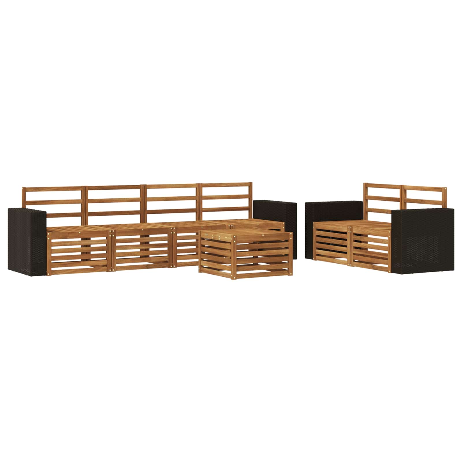 vidaXL Sofa-Sets 7 pcs Natuurlijk en Crème Massief Acaciahout