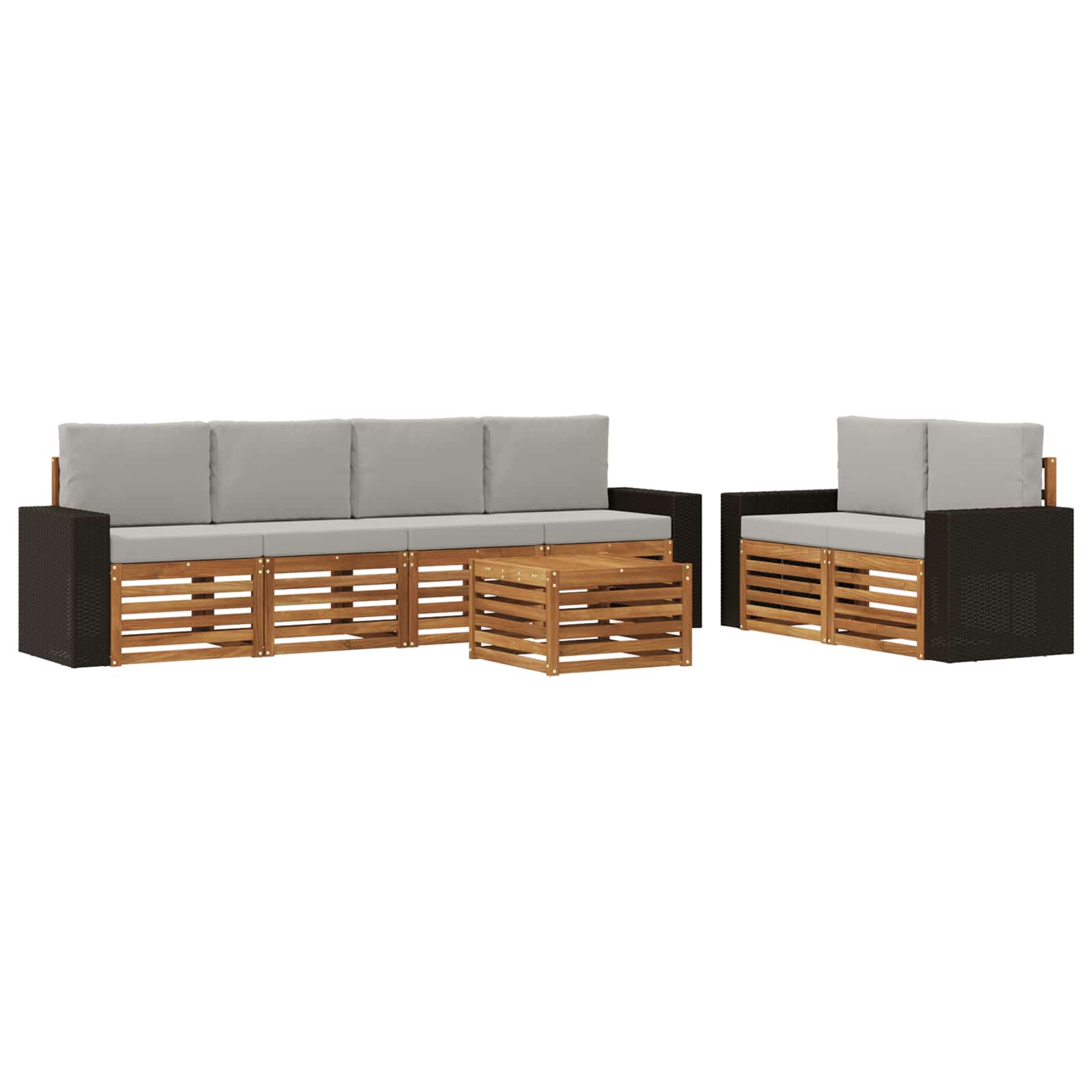 vidaXL Sofa-Sets 7 pcs Natuurlijk en Crème Massief Acaciahout
