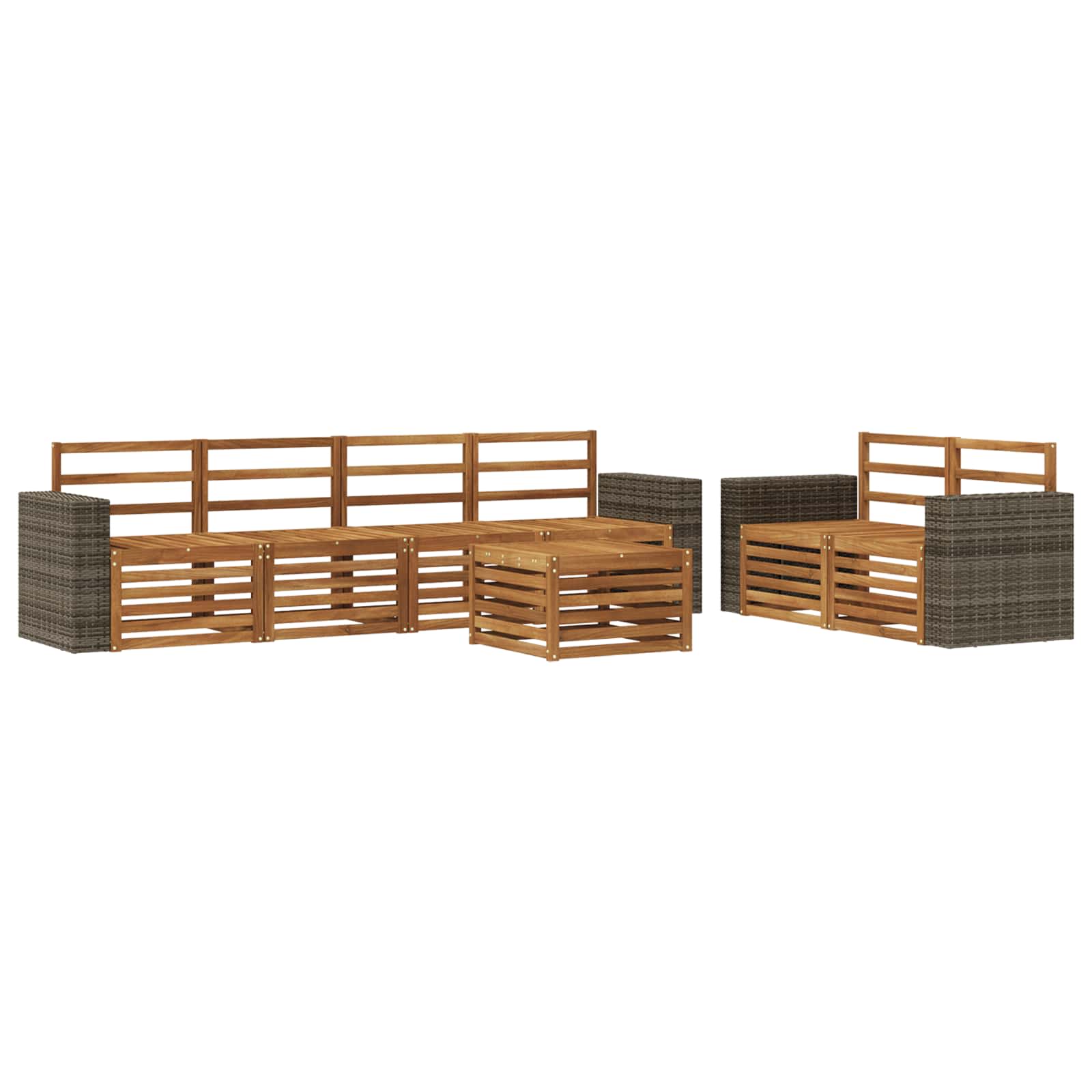 vidaXL Sofa-Sets 7 pcs Natuurlijk en Crème Massief Acaciahout