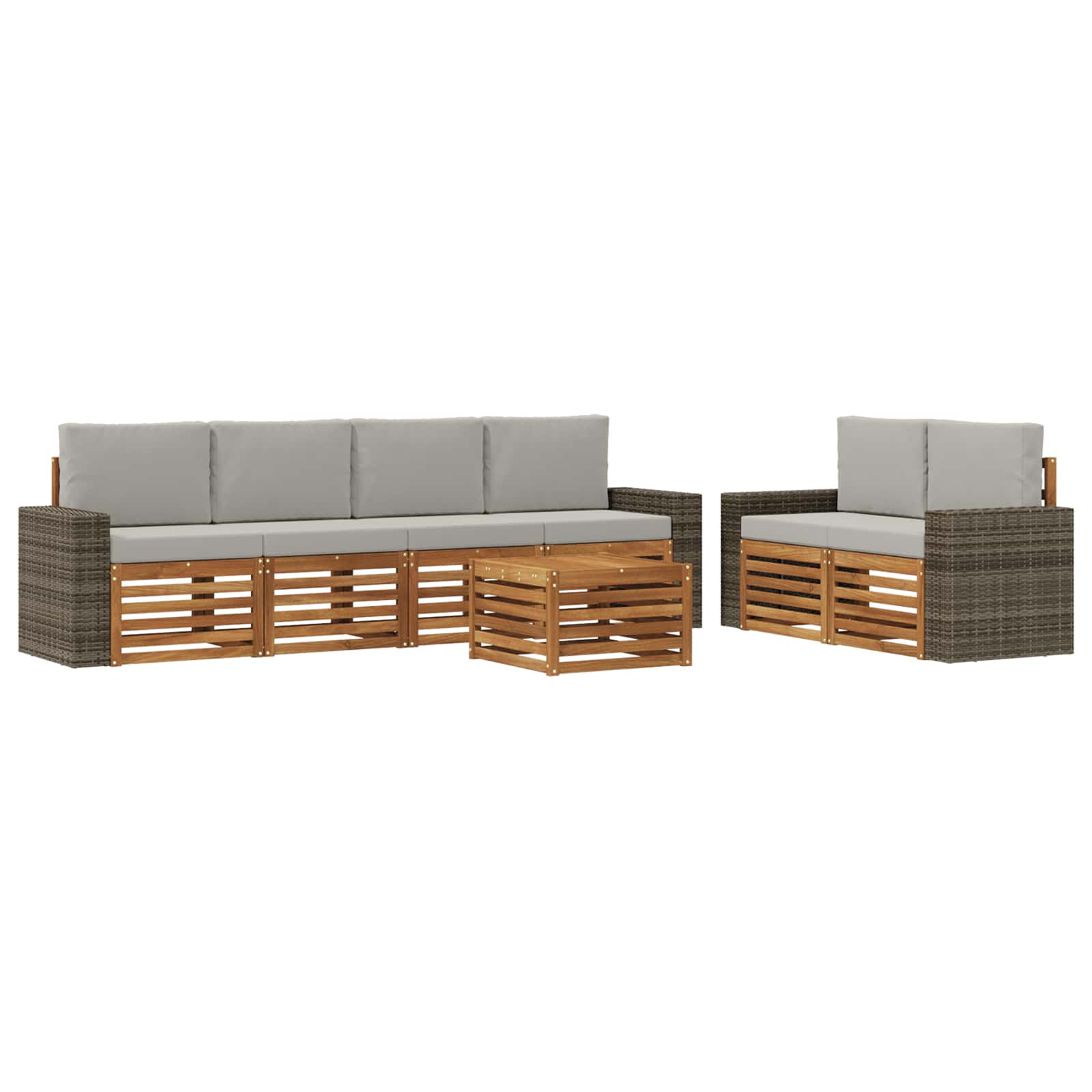 vidaXL Sofa-Sets 7 pcs Natuurlijk en Crème Massief Acaciahout