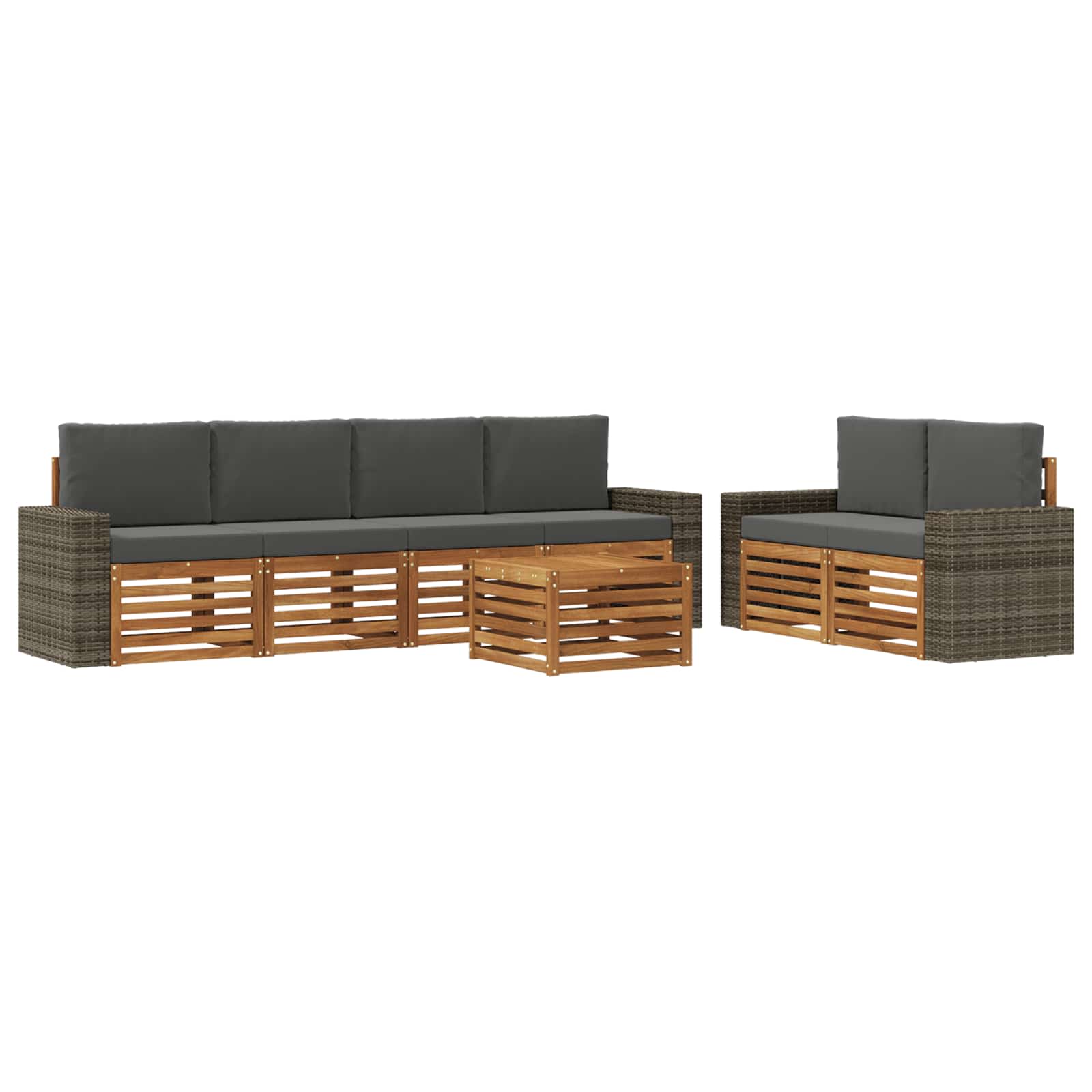vidaXL Sofa-Sets 7 pcs Natuurlijk en Crème Massief Acaciahout