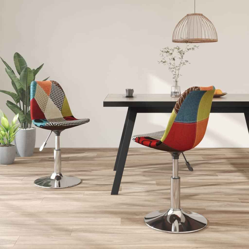 vidaXL Eetkamerstoelen draaibaar 4 st stof patchwork
