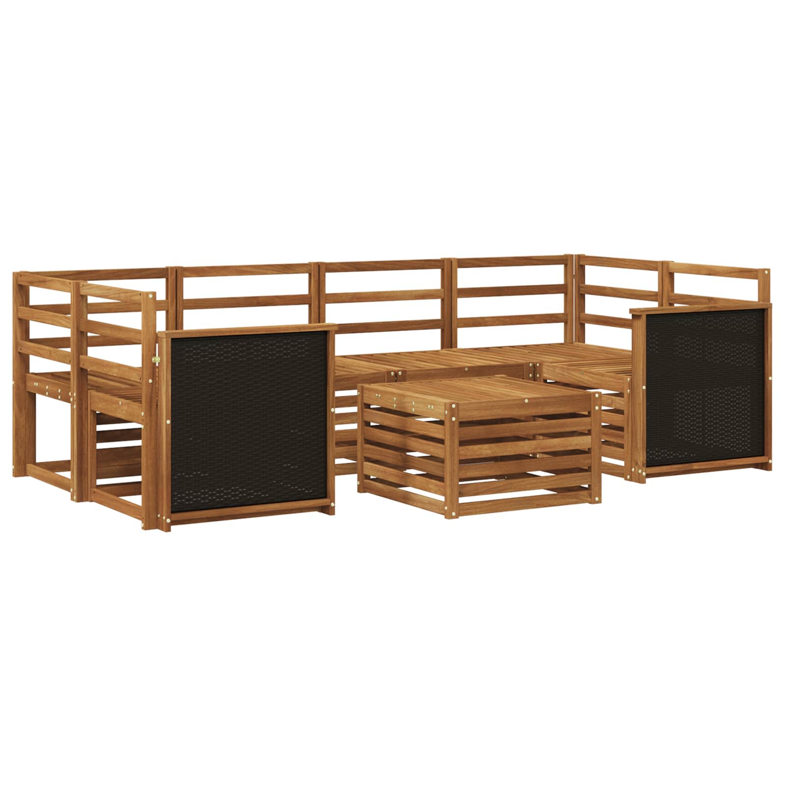 vidaXL Sofa-Sets 7 pcs Natuurlijk en Crème Massief Acaciahout