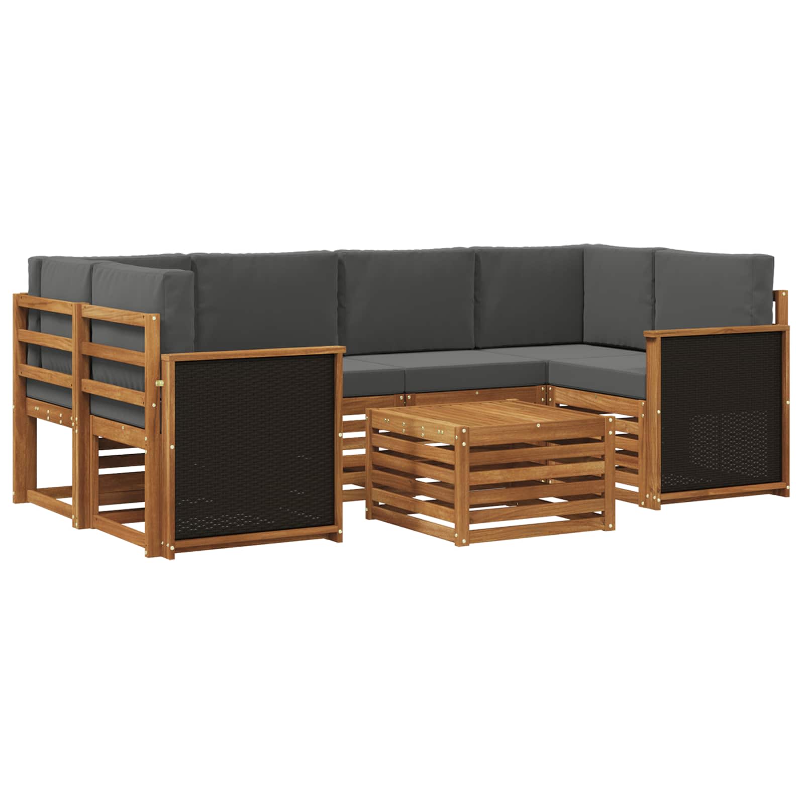 vidaXL Sofa-Sets 7 pcs Natuurlijk en Crème Massief Acaciahout