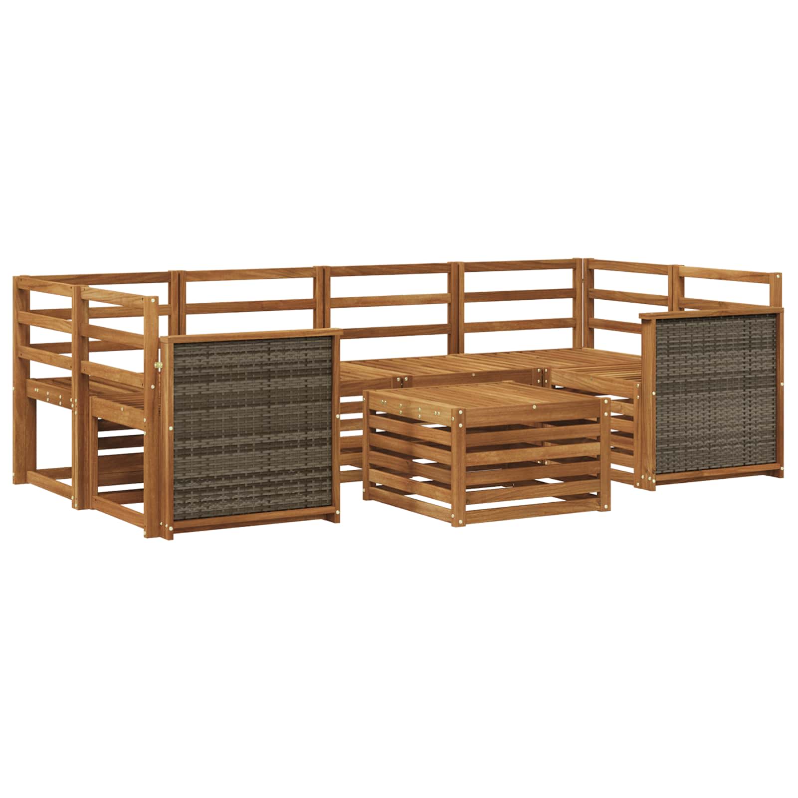 vidaXL Sofa-Sets 7 pcs Natuurlijk en Crème Massief Acaciahout