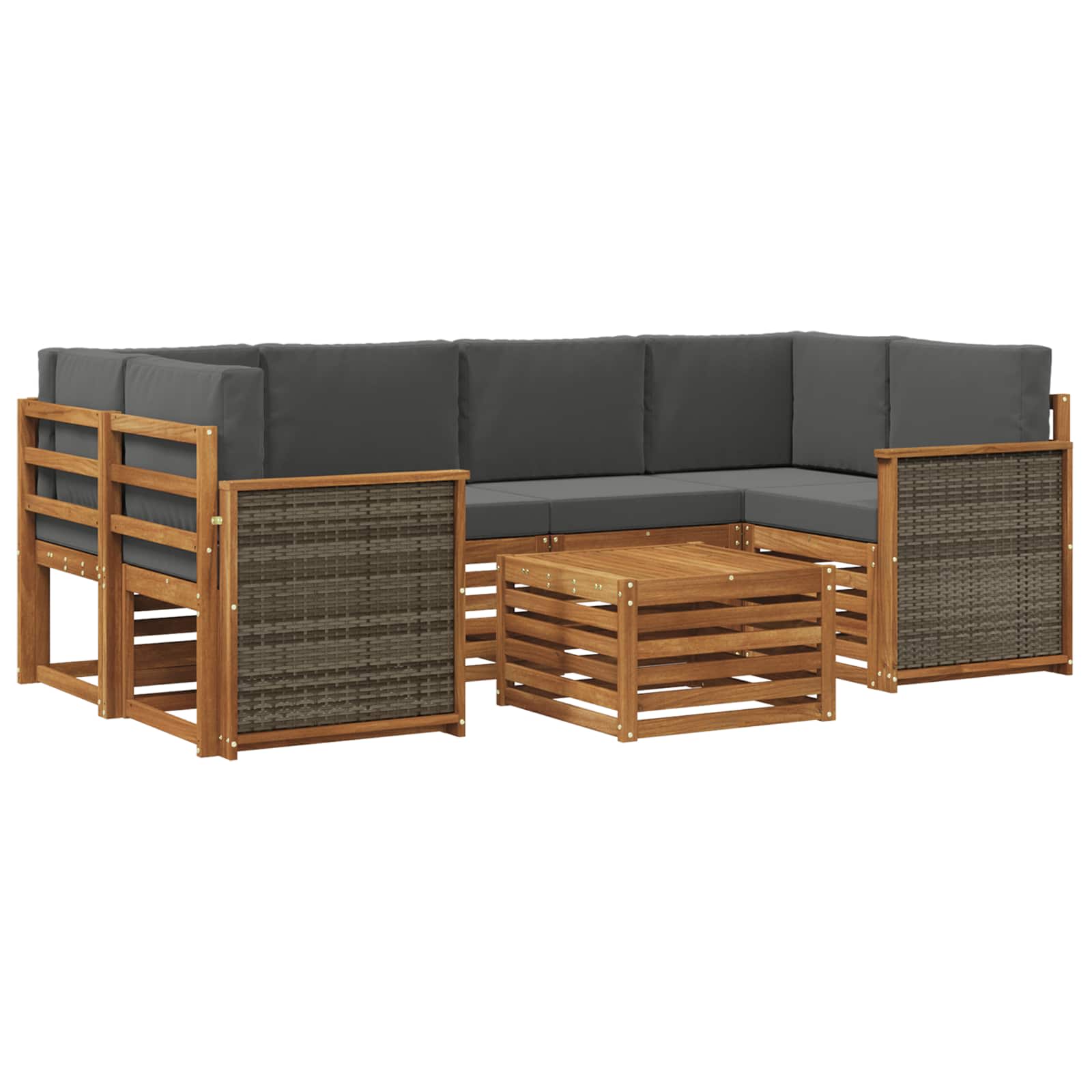 vidaXL Sofa-Sets 7 pcs Natuurlijk en Crème Massief Acaciahout