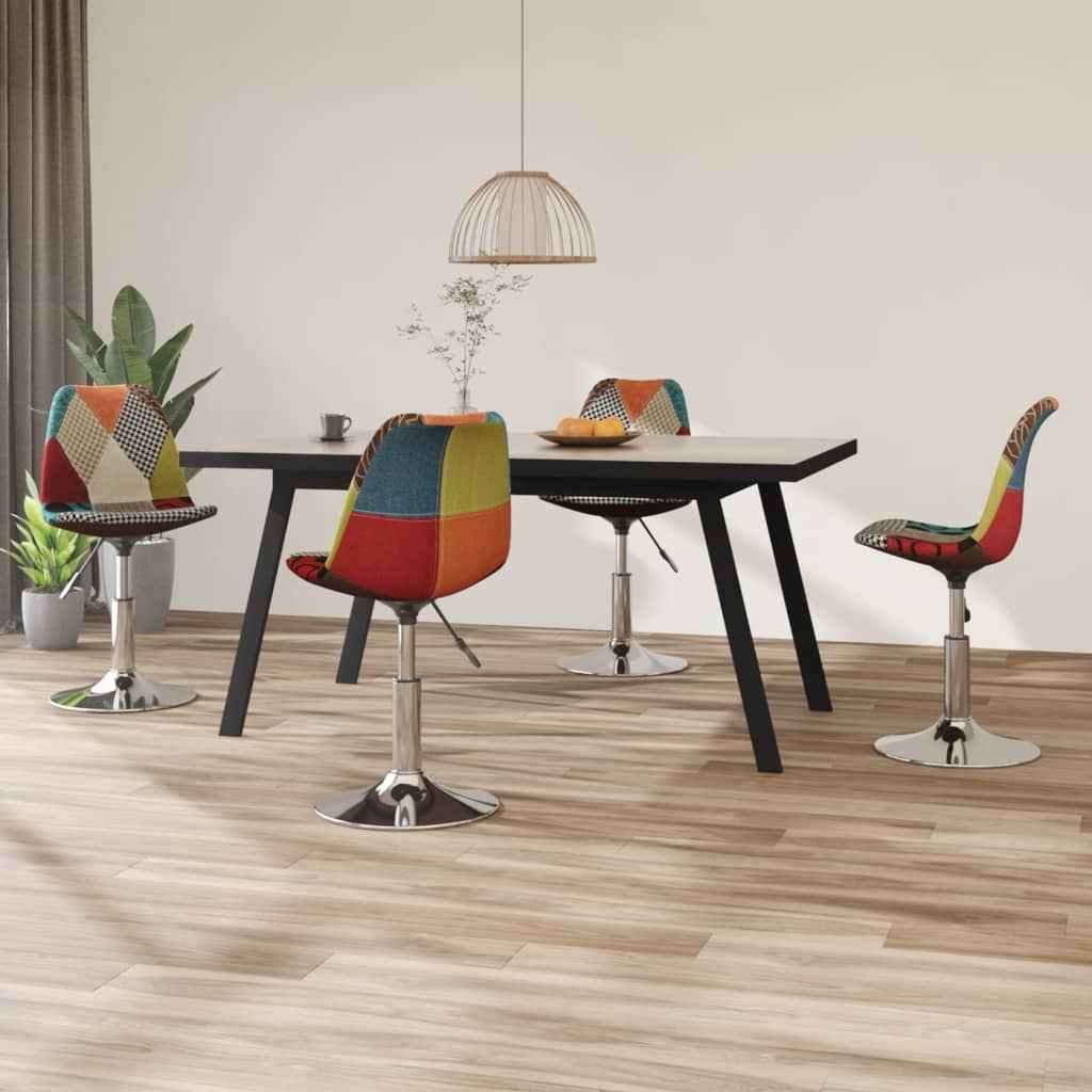 vidaXL Eetkamerstoelen draaibaar 4 st stof patchwork