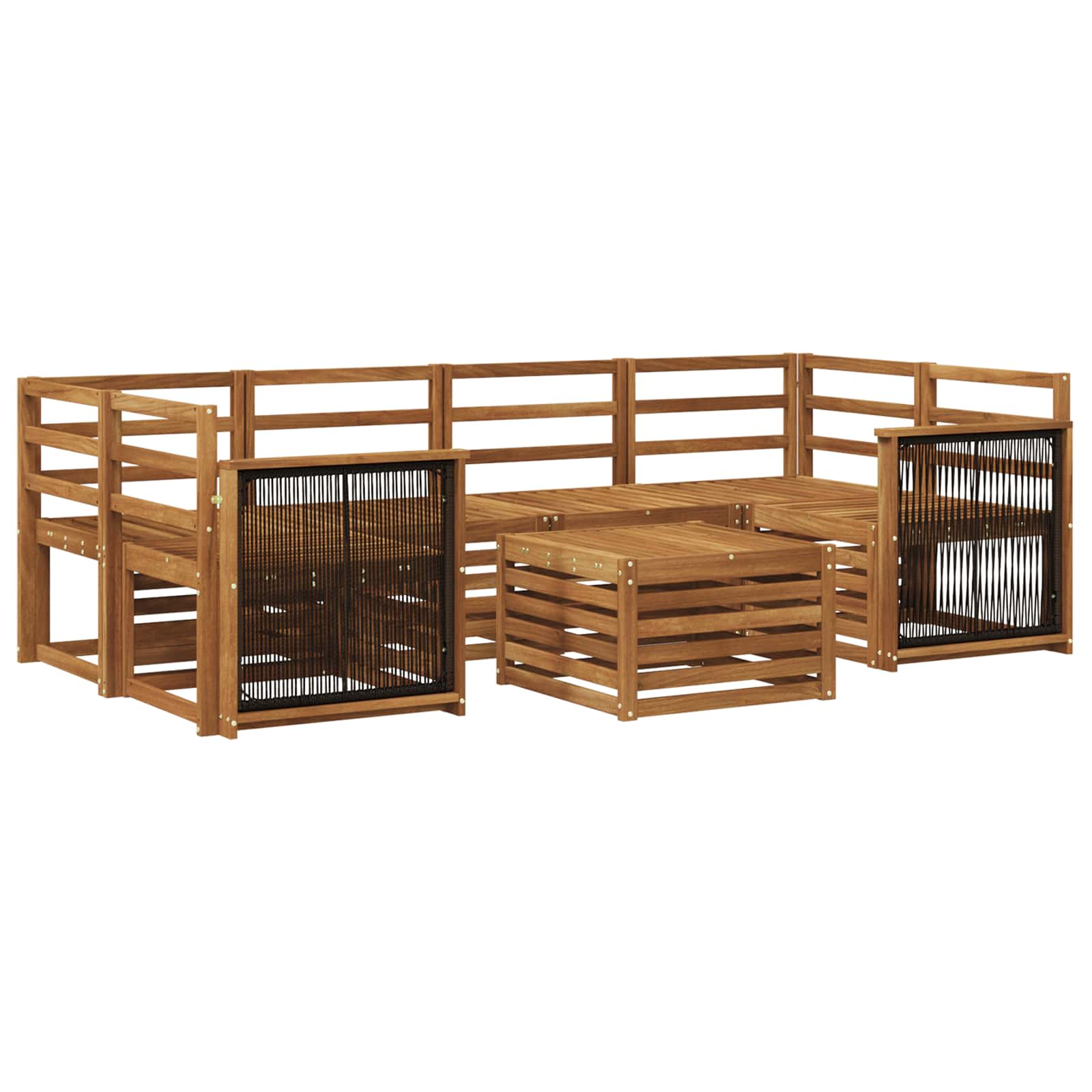 vidaXL Sofa-Sets 7 pcs Natuurlijk en Crème Massief Acaciahout
