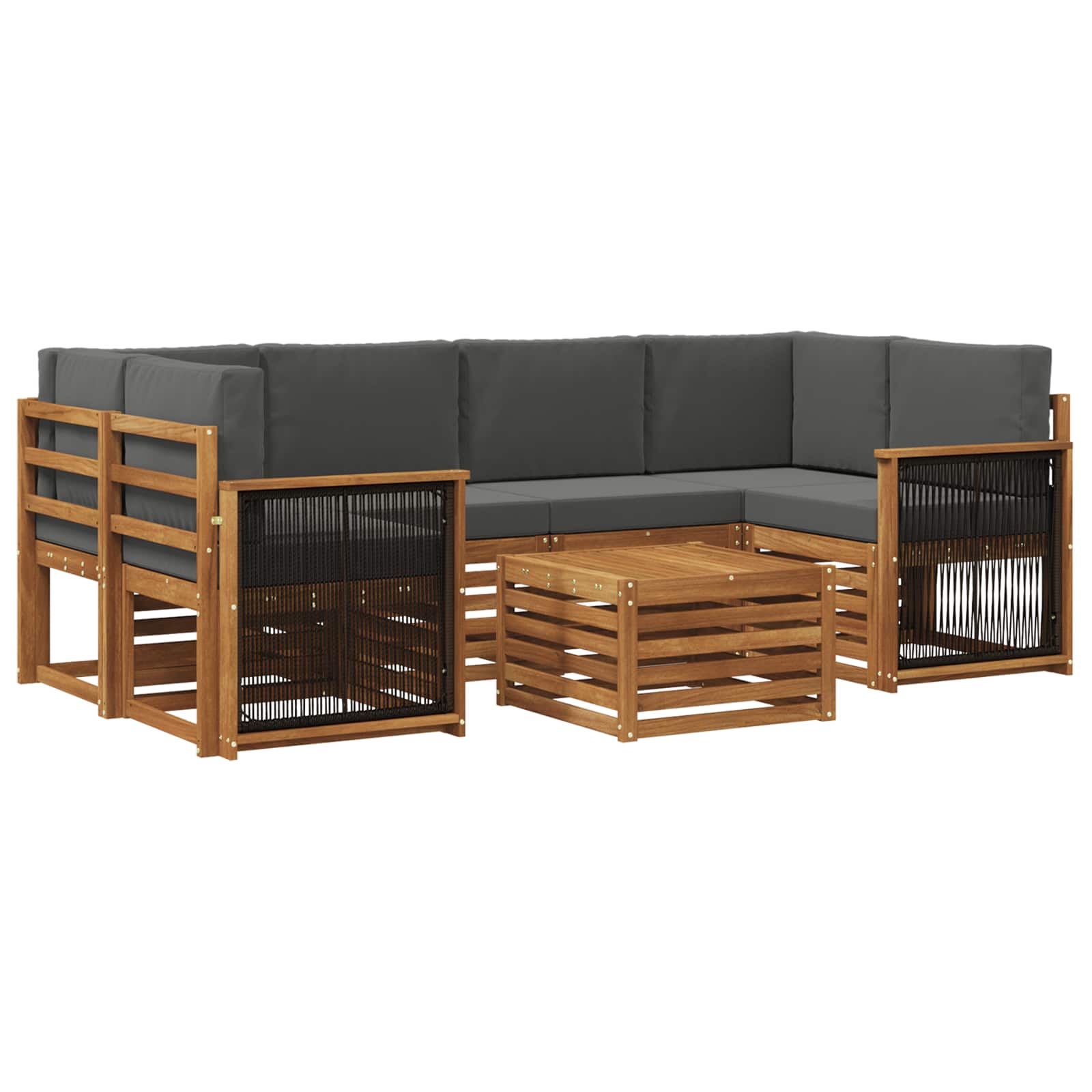 vidaXL Sofa-Sets 7 pcs Natuurlijk en Crème Massief Acaciahout