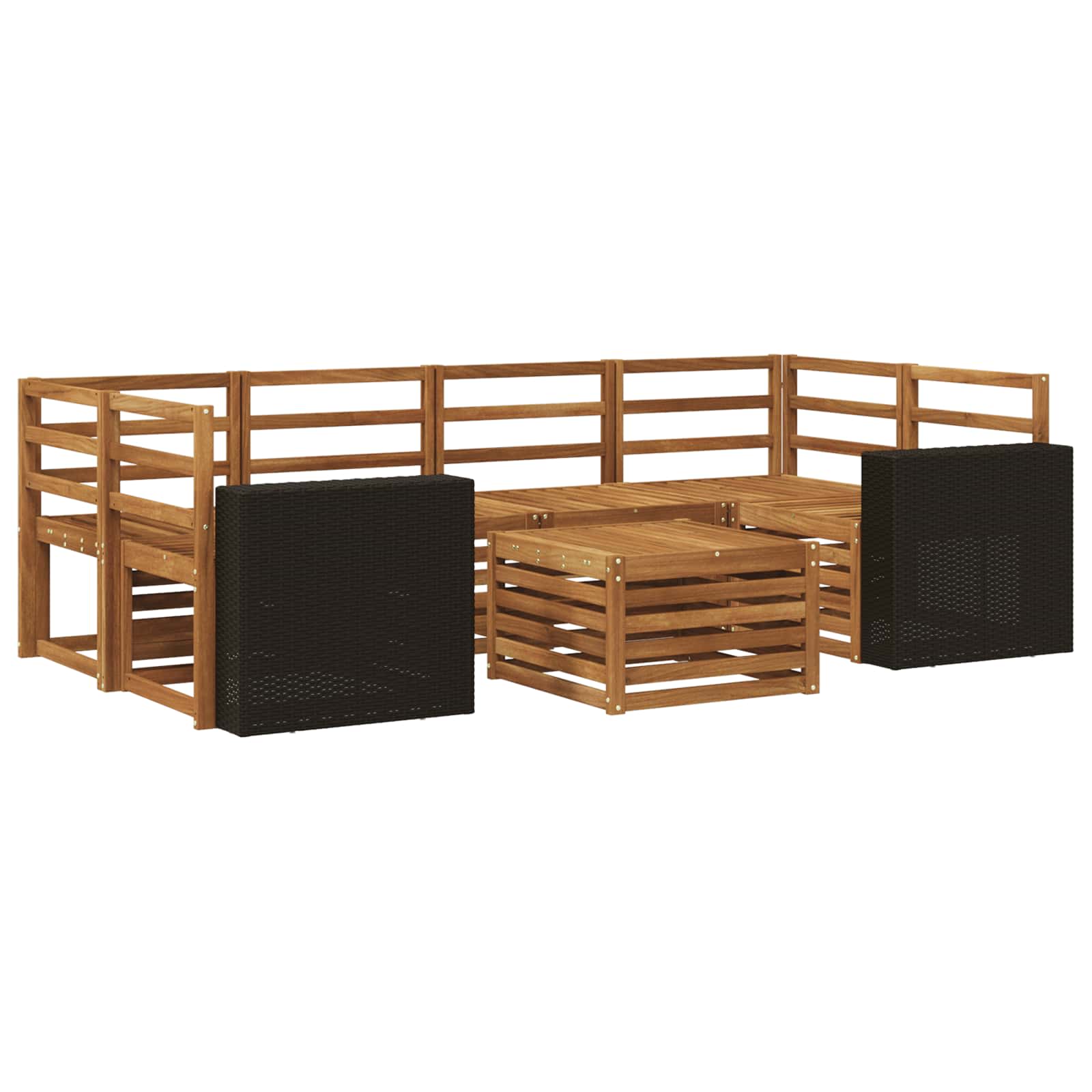 vidaXL Sofa-Sets 7 pcs Natuurlijk en Crème Massief Acaciahout