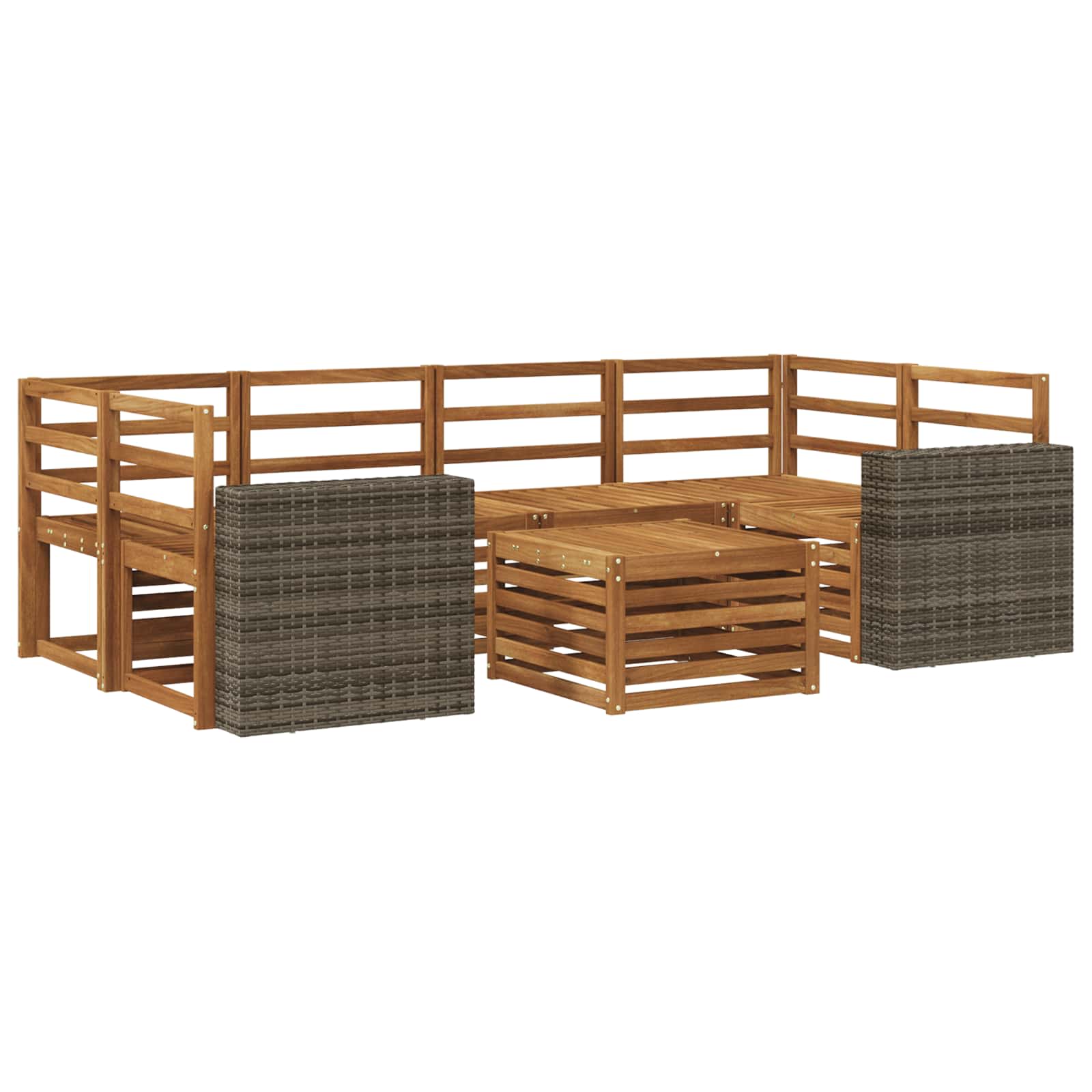 vidaXL Sofa-Sets 7 pcs Natuurlijk en Crème Massief Acaciahout