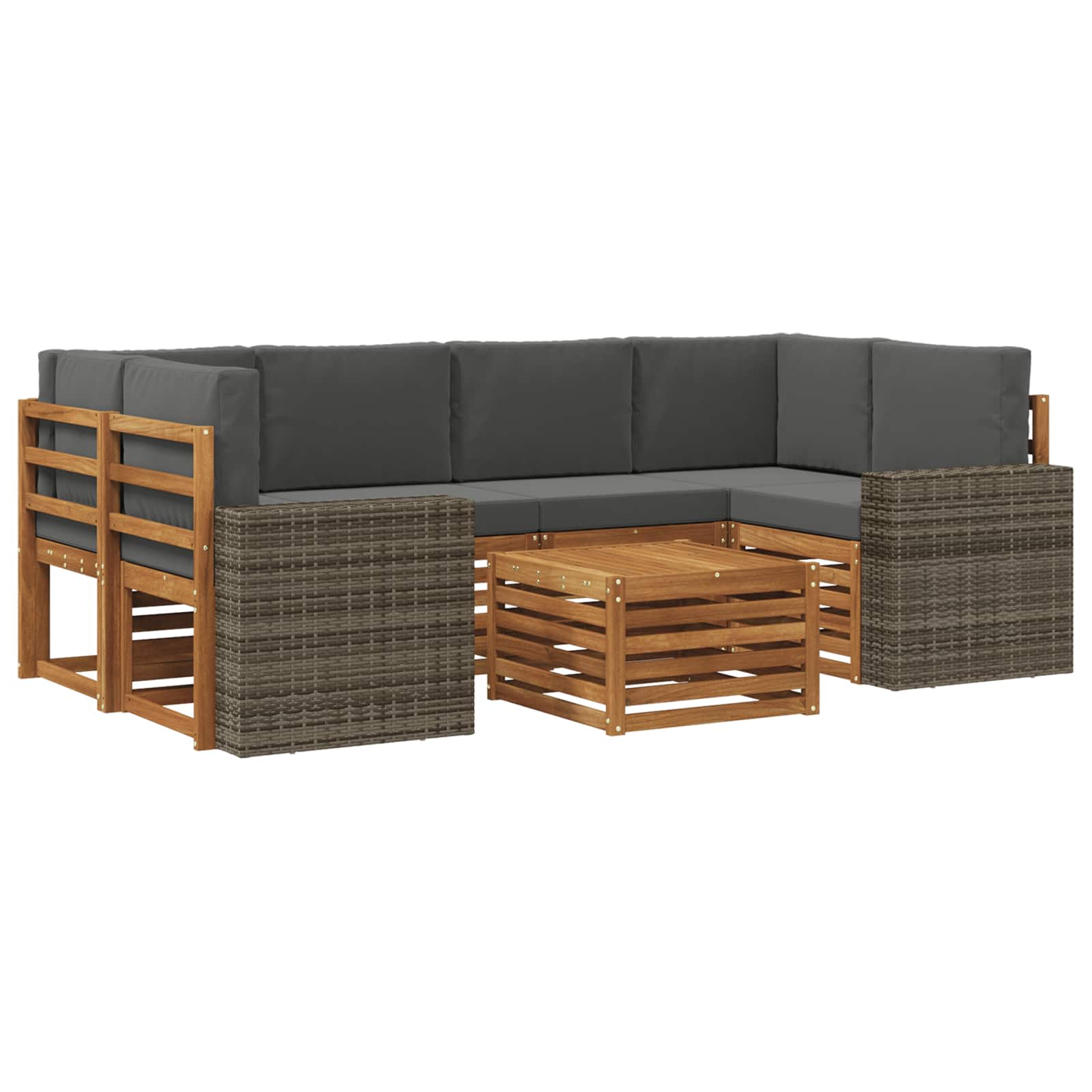 vidaXL Sofa-Sets 7 pcs Natuurlijk en Crème Massief Acaciahout