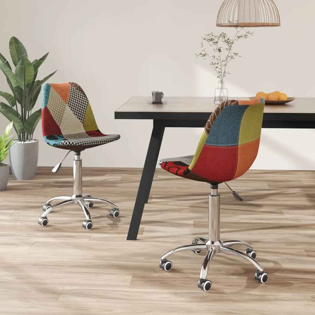 vidaXL Eetkamerstoel draaibaar patchwork stof