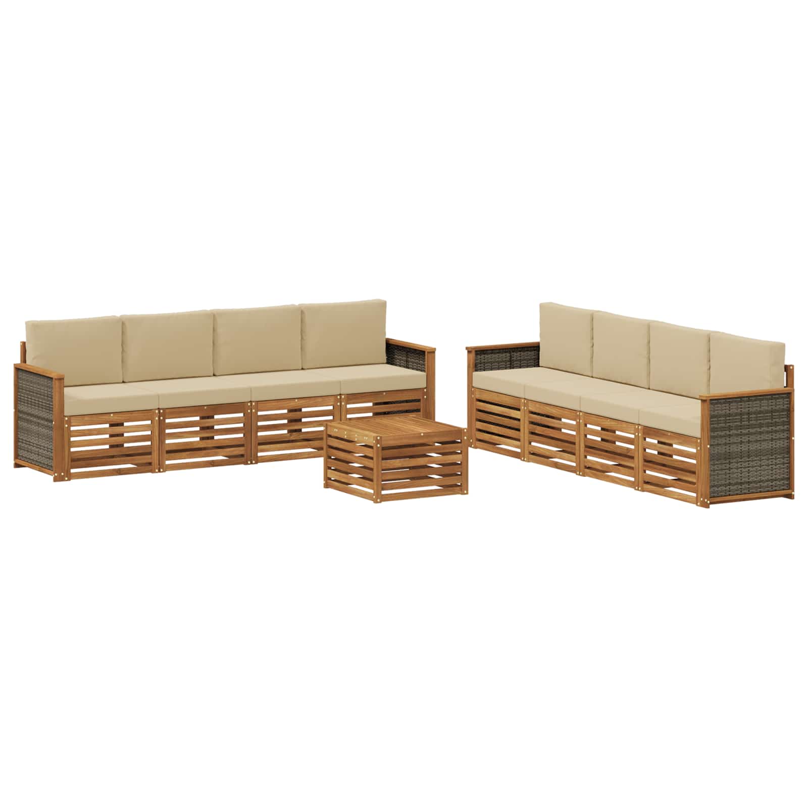 vidaXL Sofa-Sets 9 pcs Naturel Massief Acaciahout