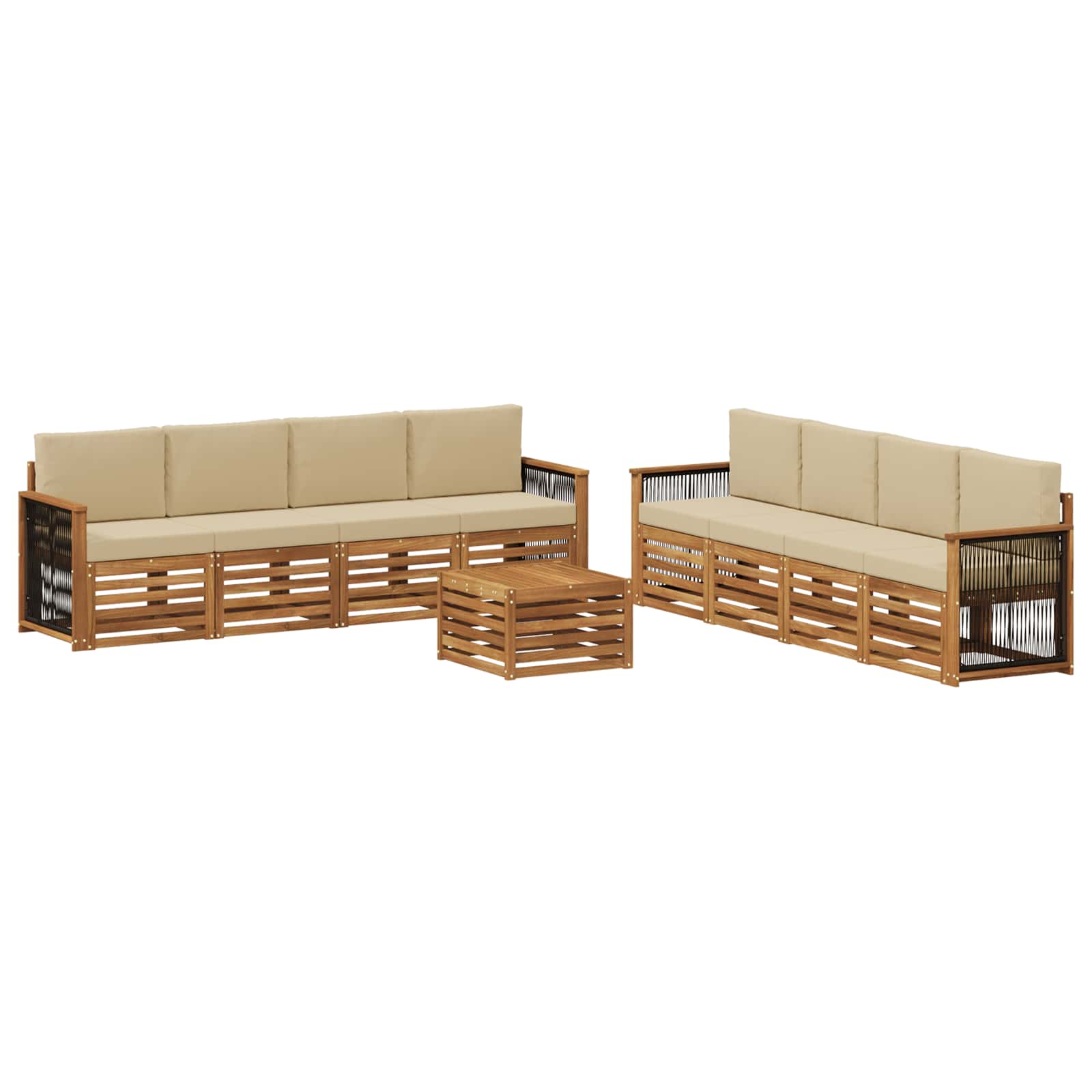 vidaXL Sofa-Sets 9 pcs Naturel Massief Acaciahout