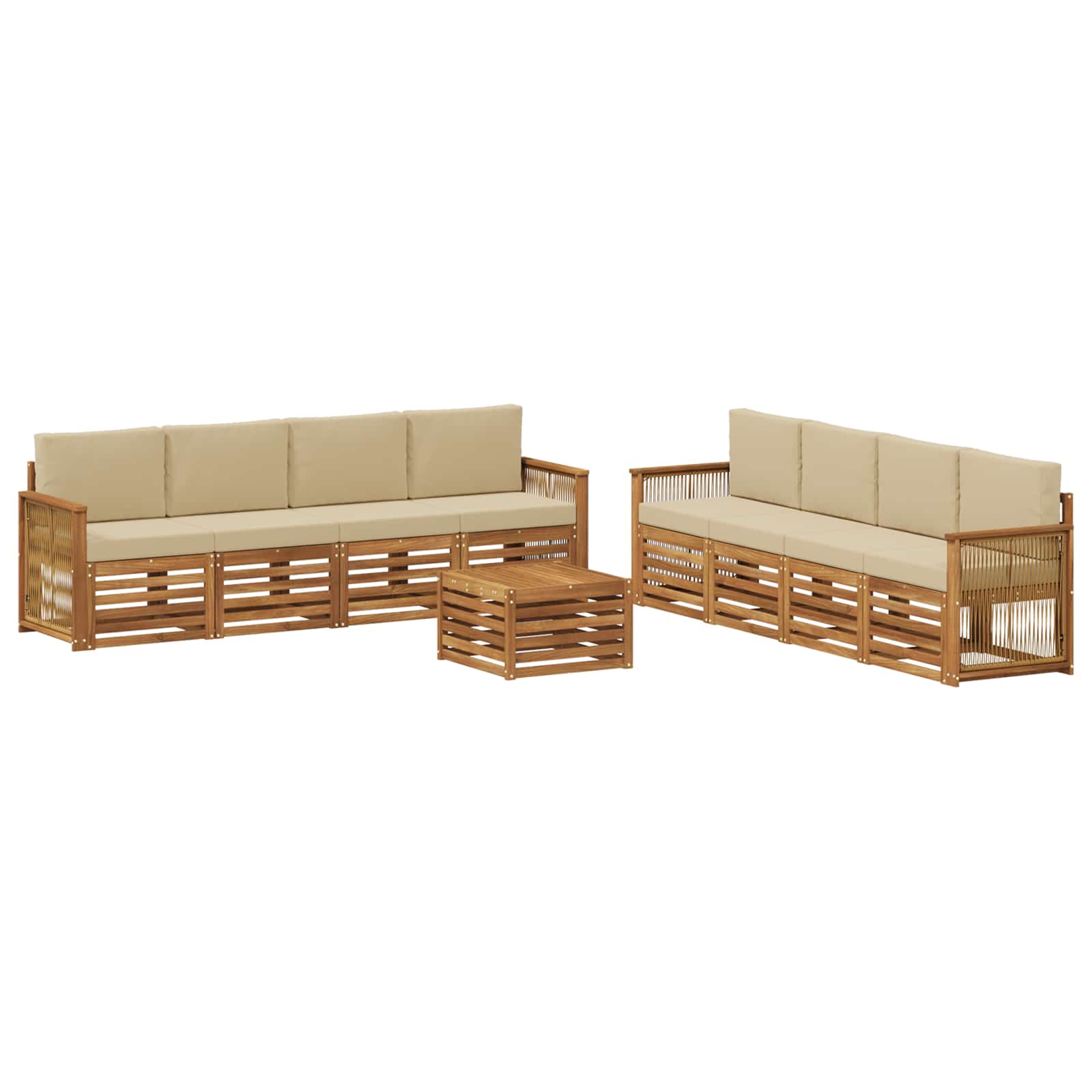vidaXL Sofa-Sets 9 pcs Naturel Massief Acaciahout