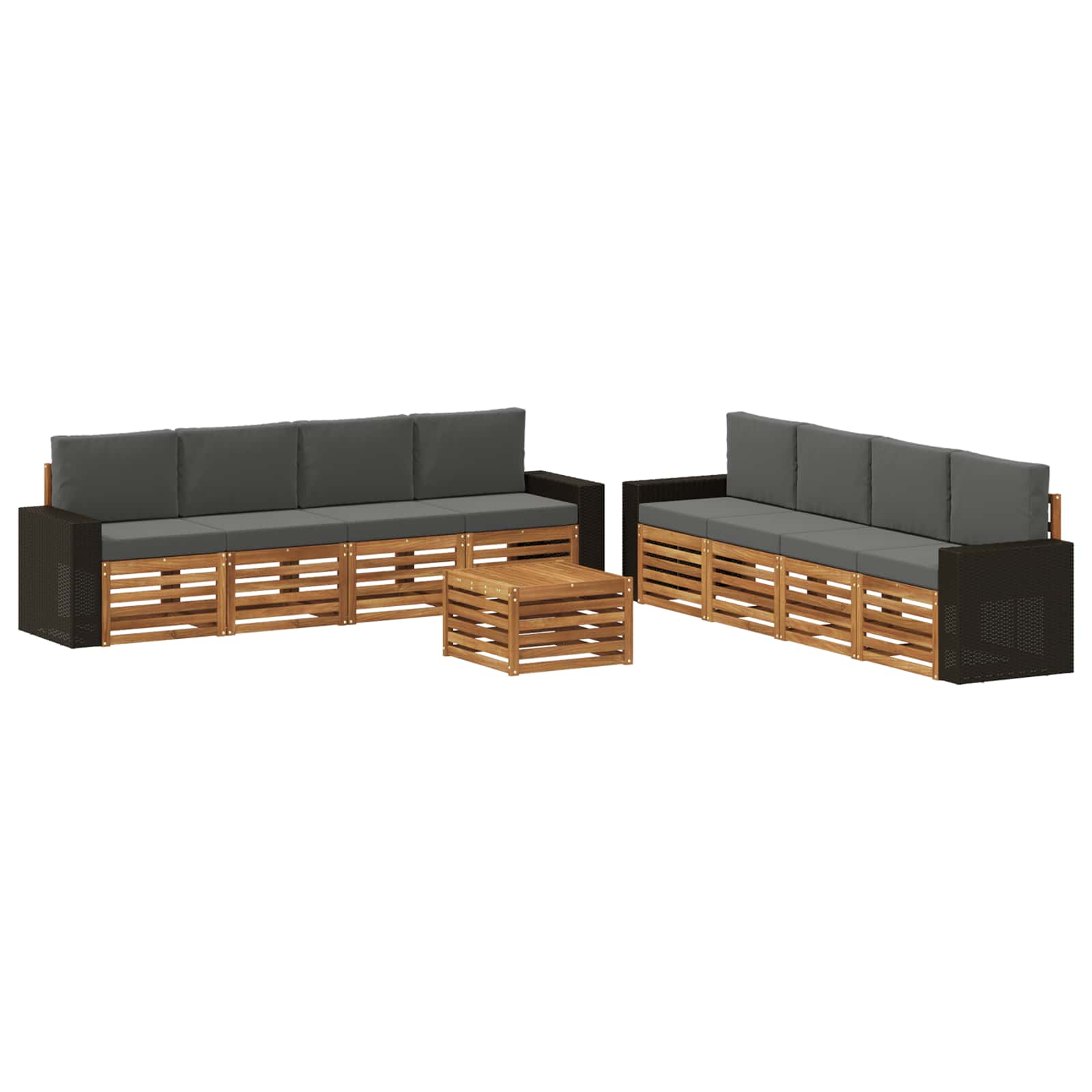 vidaXL Sofa-Sets 9 pcs Naturel Massief Acaciahout