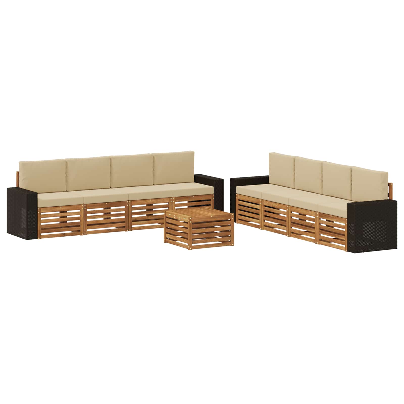 vidaXL Sofa-Sets 9 pcs Naturel Massief Acaciahout