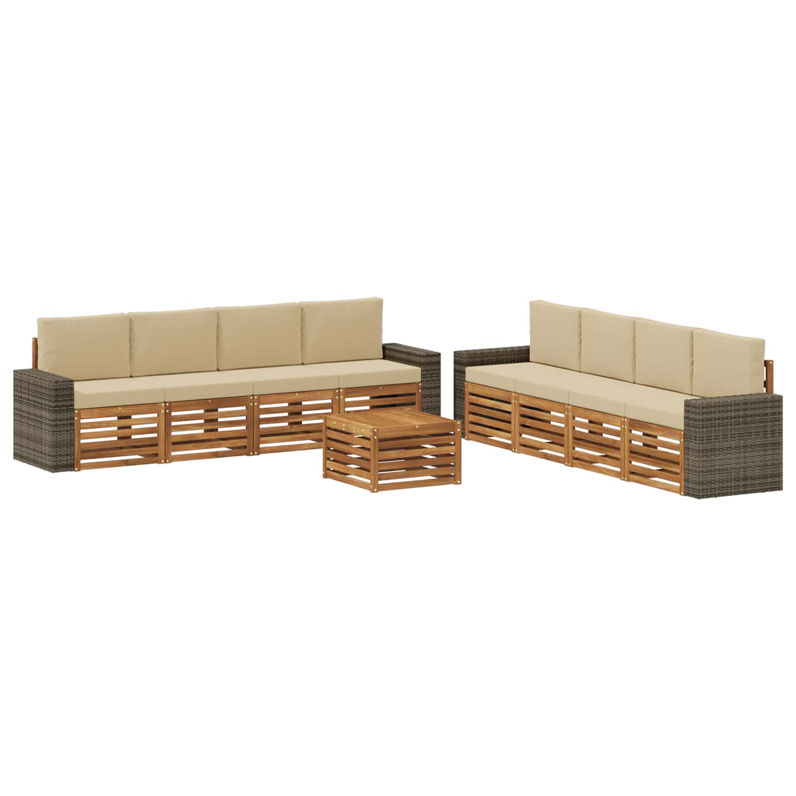 vidaXL Sofa-Sets 9 pcs Naturel Massief Acaciahout