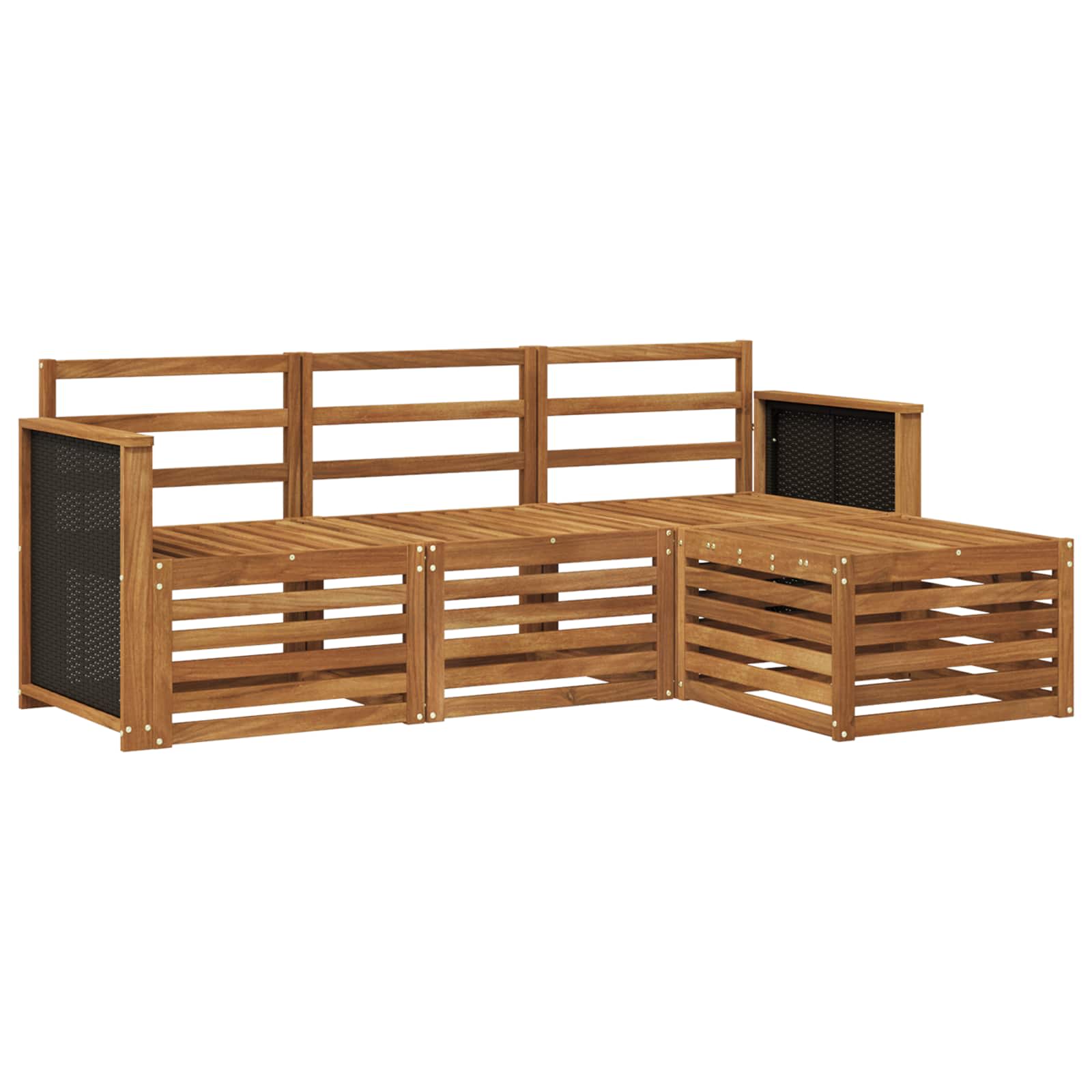 vidaXL Sofa-Sets 4 pcs Naturel Massief Acaciahout