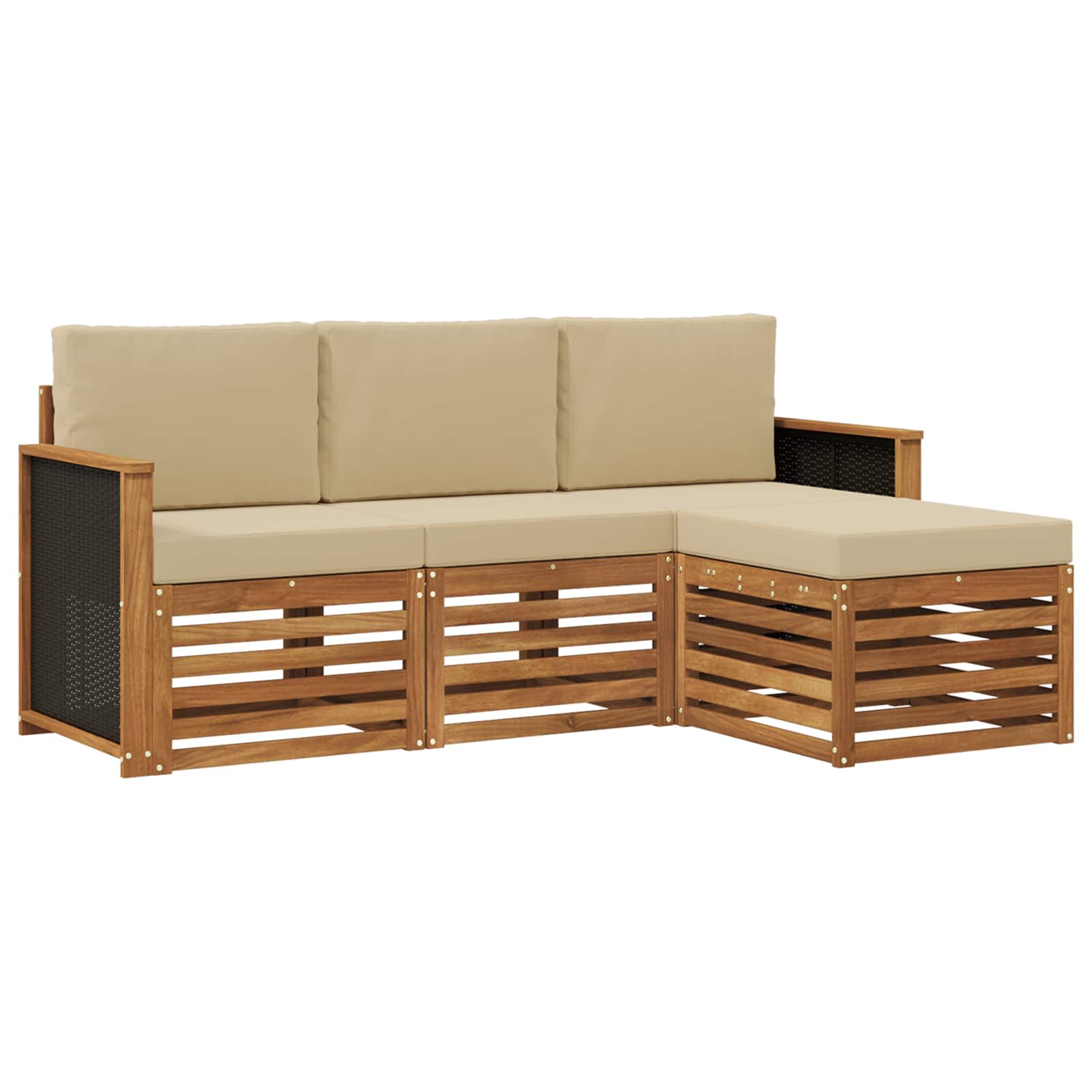 vidaXL Sofa-Sets 4 pcs Naturel Massief Acaciahout