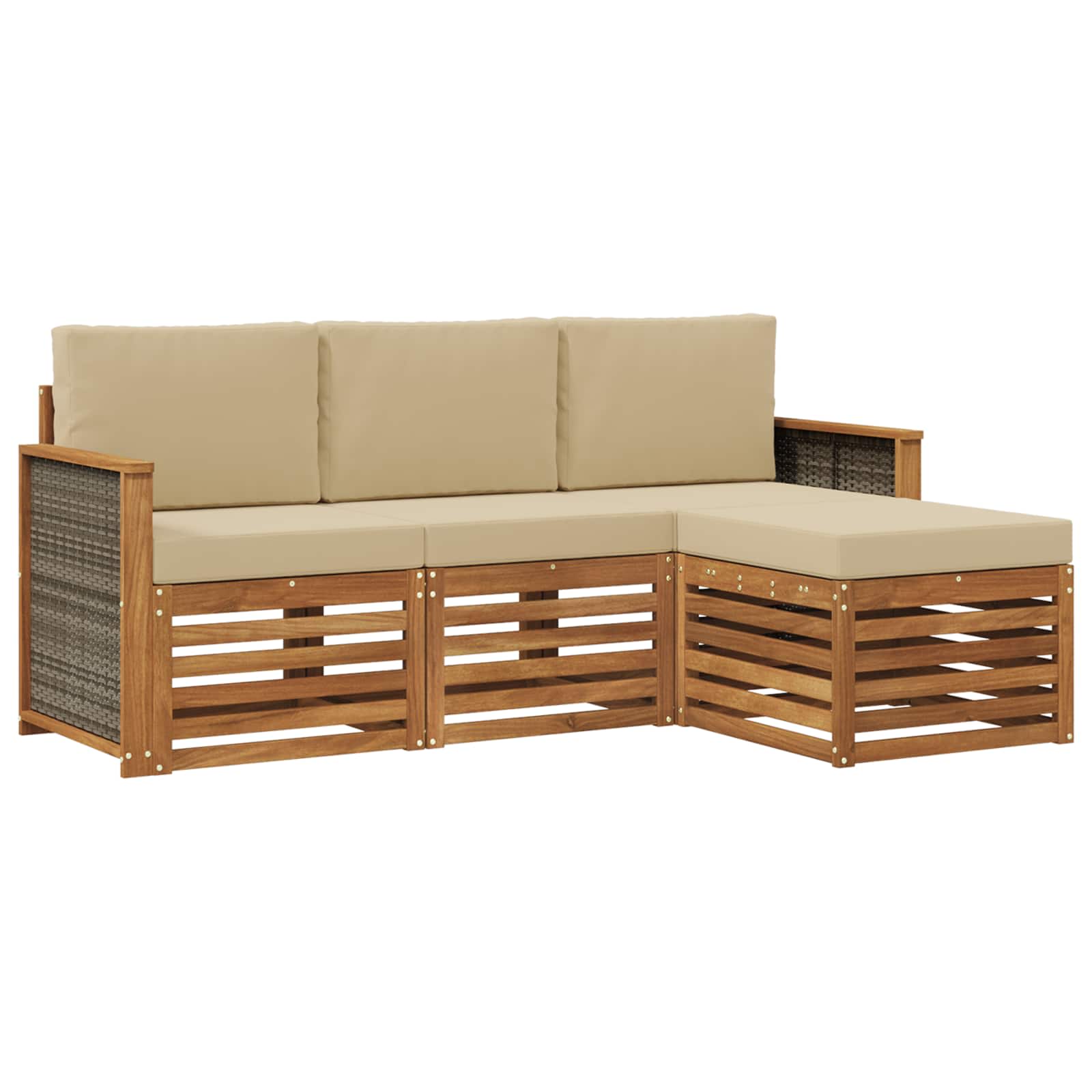vidaXL Sofa-Sets 4 pcs Naturel Massief Acaciahout