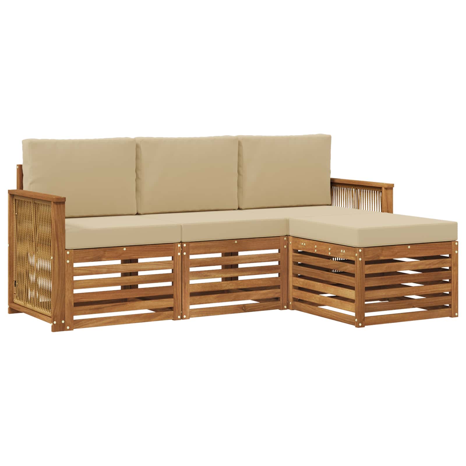 vidaXL Sofa-Sets 4 pcs Naturel Massief Acaciahout