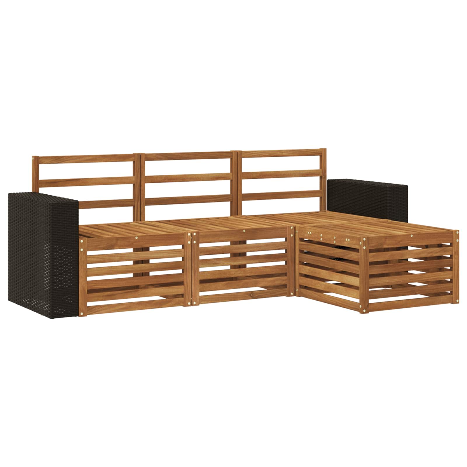 vidaXL Sofa-Sets 4 pcs Naturel Massief Acaciahout