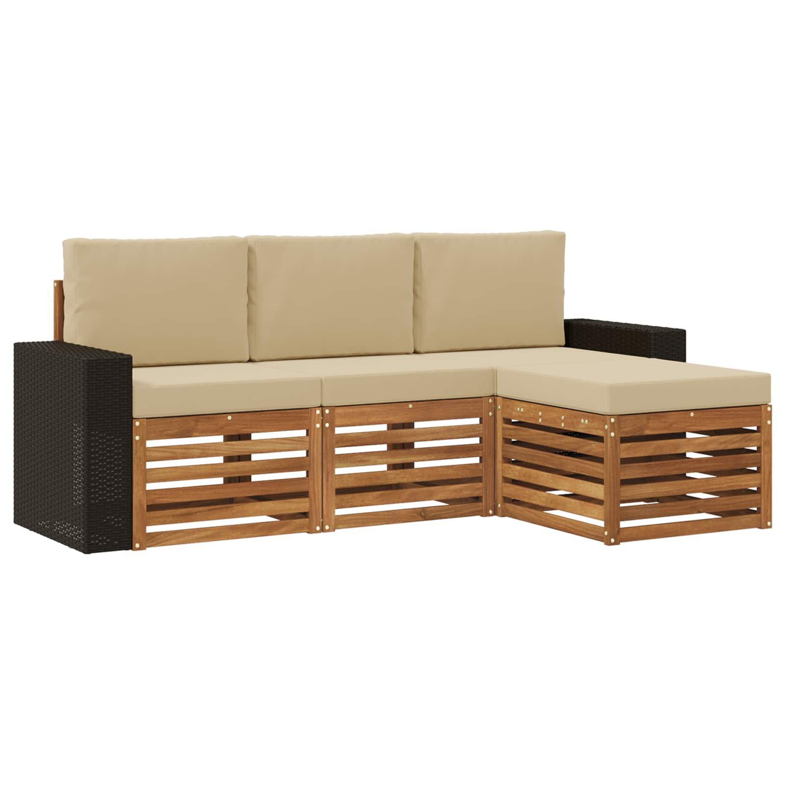 vidaXL Sofa-Sets 4 pcs Naturel Massief Acaciahout