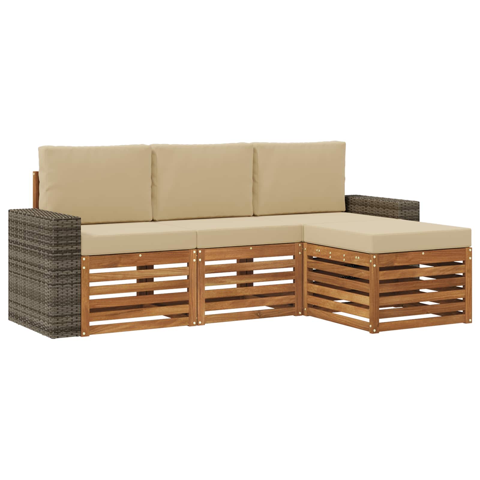 vidaXL Sofa-Sets 4 pcs Naturel Massief Acaciahout