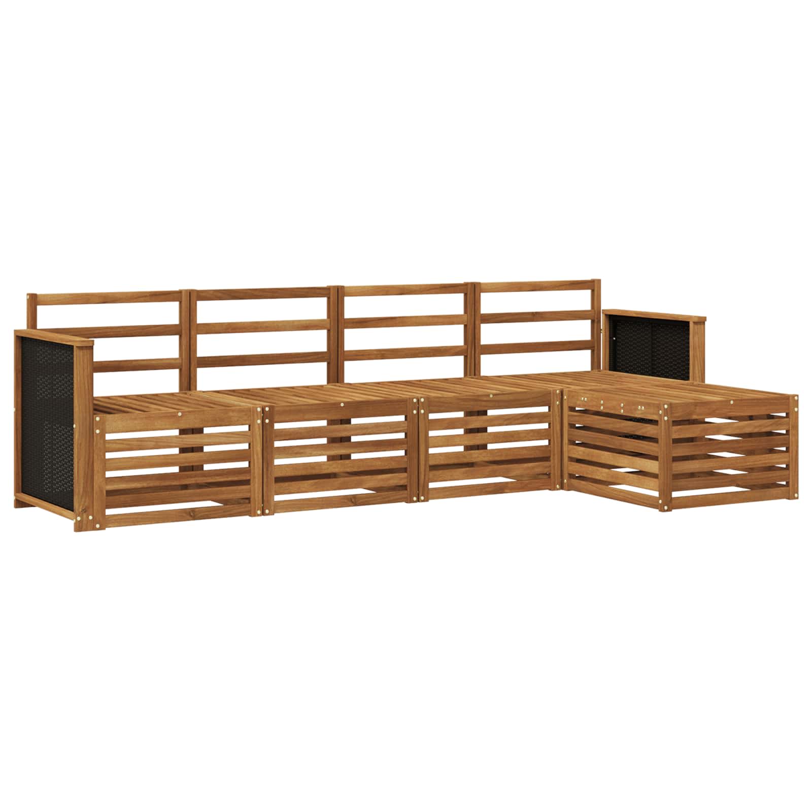 vidaXL Sofa-Sets 5 pcs Natuurlijk en Crème Massief Acaciahout