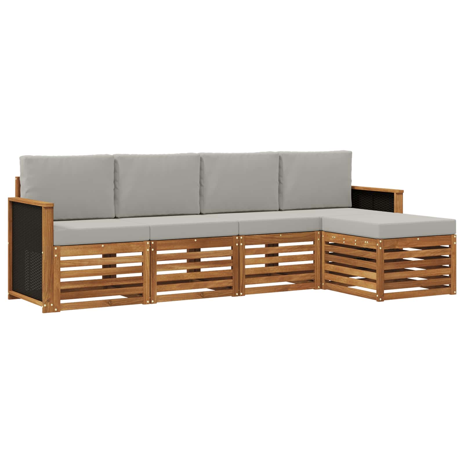 vidaXL Sofa-Sets 5 pcs Natuurlijk en Crème Massief Acaciahout