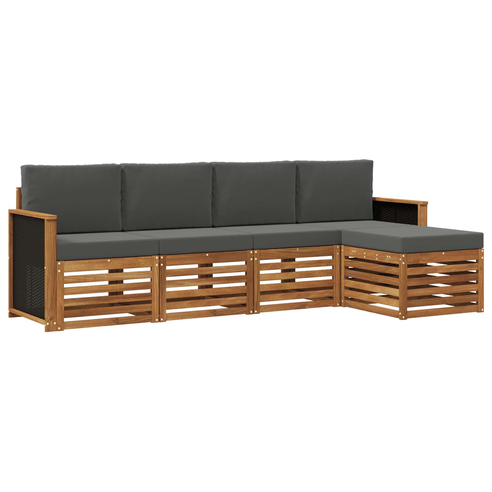 vidaXL Sofa-Sets 5 pcs Natuurlijk en Crème Massief Acaciahout