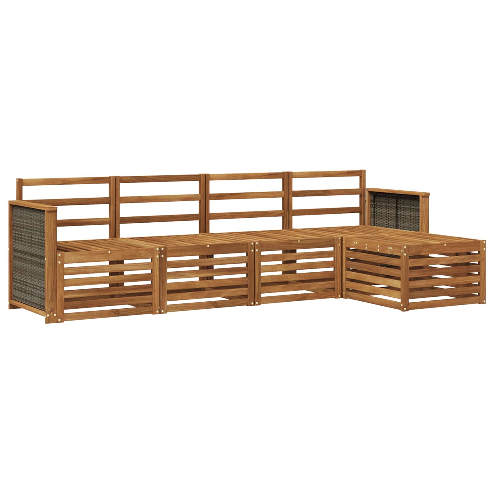 vidaXL Sofa-Sets 5 pcs Natuurlijk en Crème Massief Acaciahout
