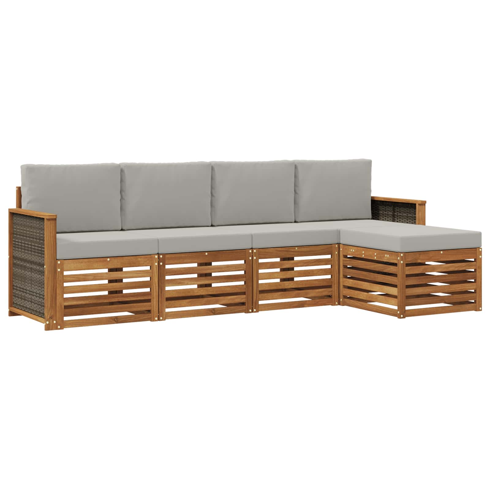 vidaXL Sofa-Sets 5 pcs Natuurlijk en Crème Massief Acaciahout