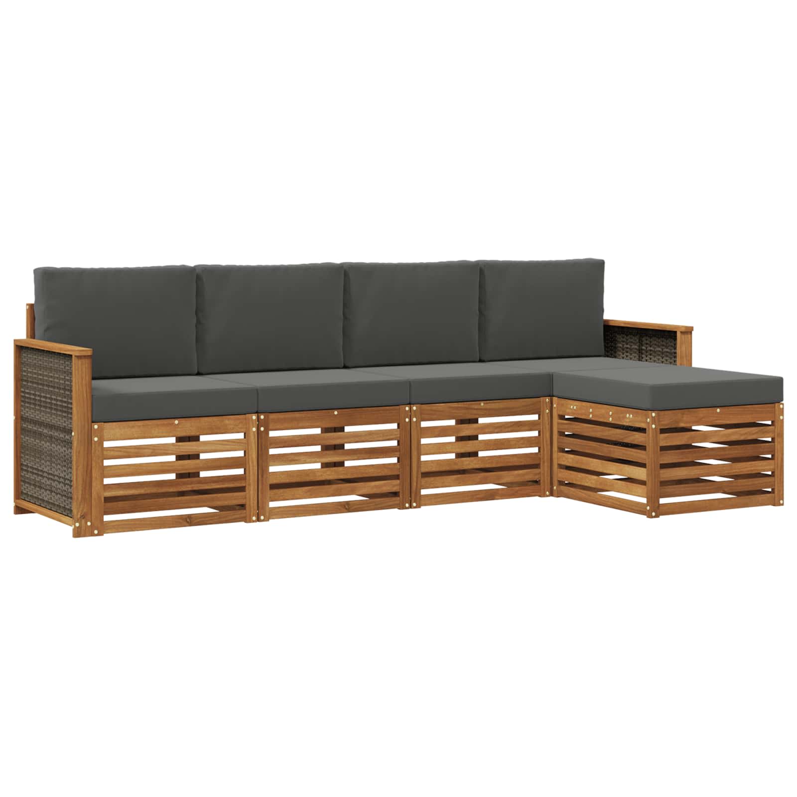 vidaXL Sofa-Sets 5 pcs Natuurlijk en Crème Massief Acaciahout