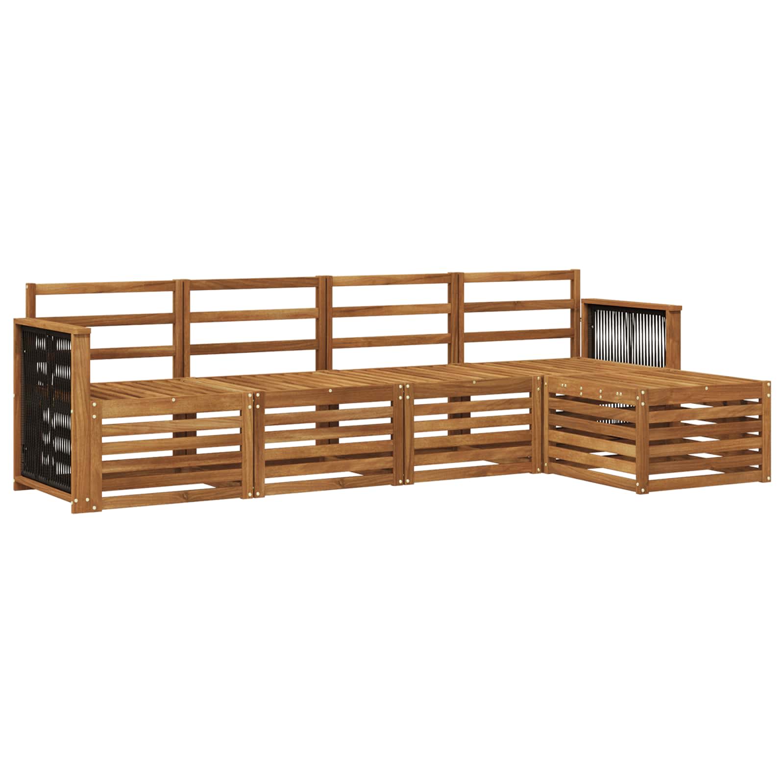 vidaXL Sofa-Sets 5 pcs Natuurlijk en Crème Massief Acaciahout