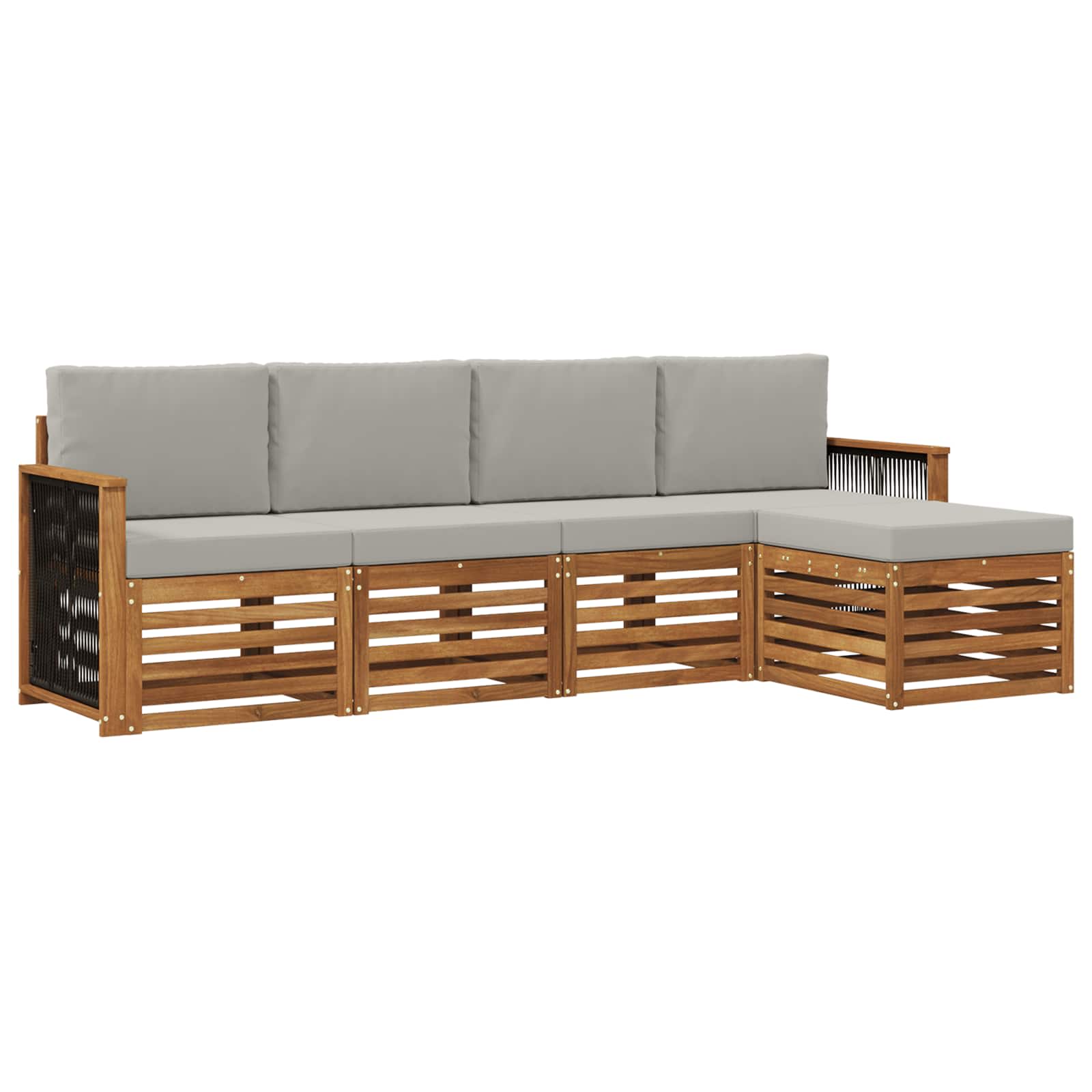 vidaXL Sofa-Sets 5 pcs Natuurlijk en Crème Massief Acaciahout