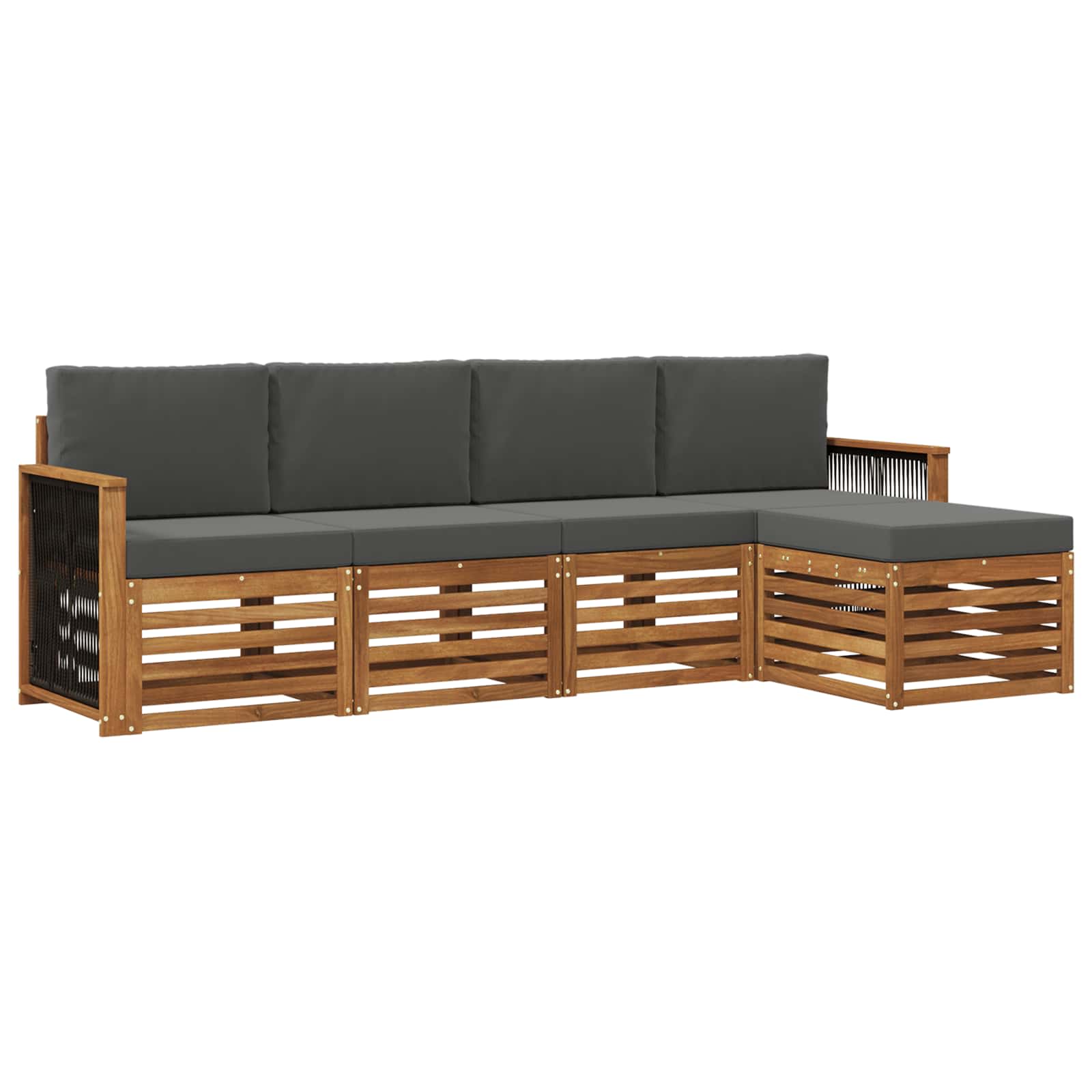 vidaXL Sofa-Sets 5 pcs Natuurlijk en Crème Massief Acaciahout