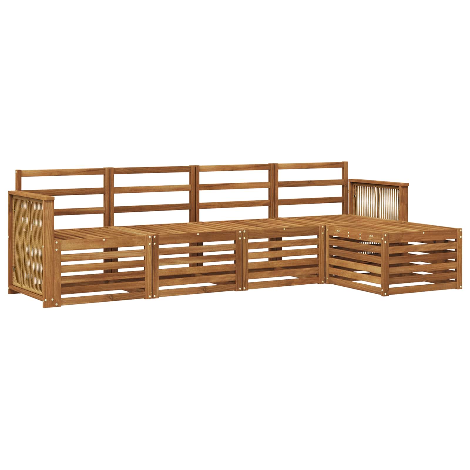 vidaXL Sofa-Sets 5 pcs Natuurlijk en Crème Massief Acaciahout