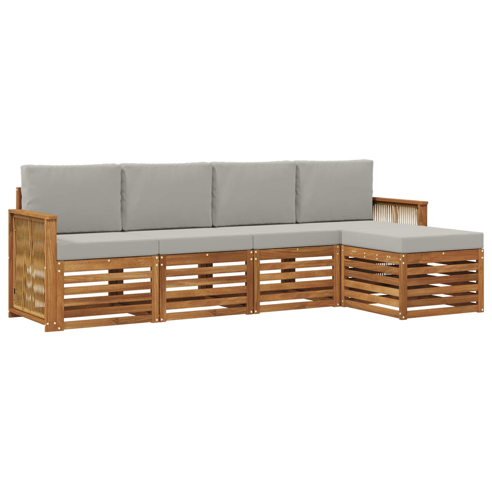 vidaXL Sofa-Sets 5 pcs Natuurlijk en Crème Massief Acaciahout