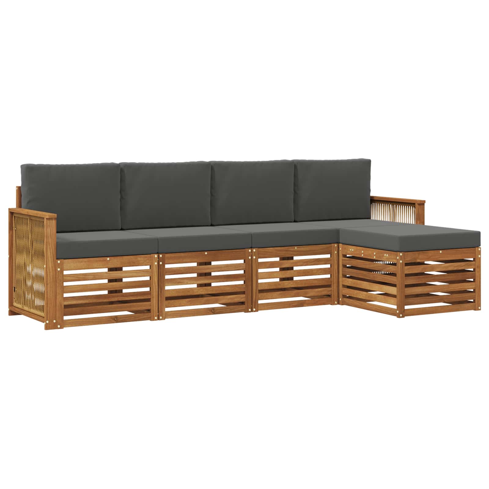 vidaXL Sofa-Sets 5 pcs Natuurlijk en Crème Massief Acaciahout