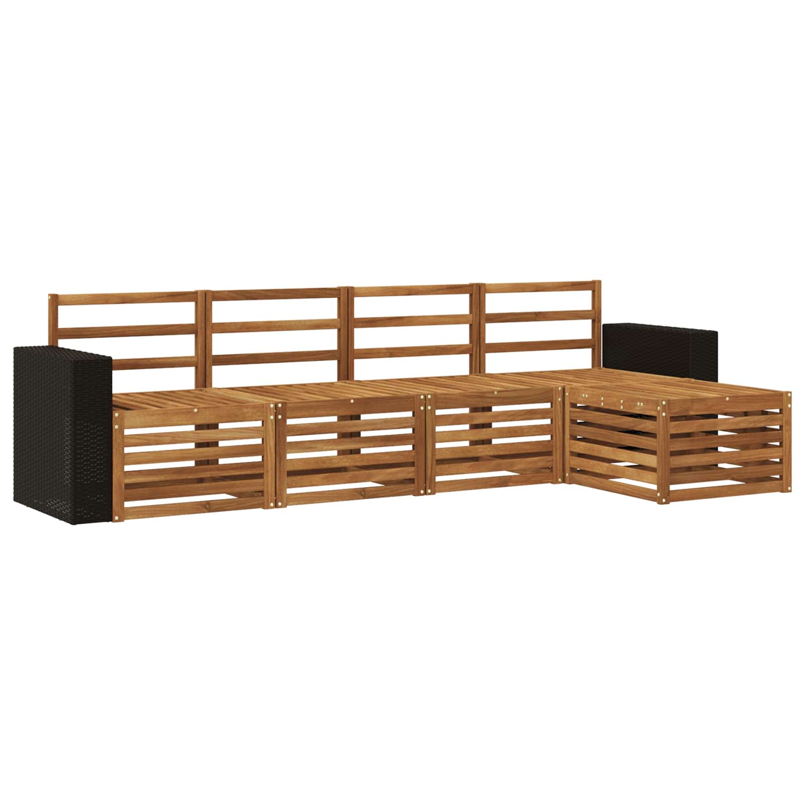 vidaXL Sofa-Sets 5 pcs Natuurlijk en Crème Massief Acaciahout