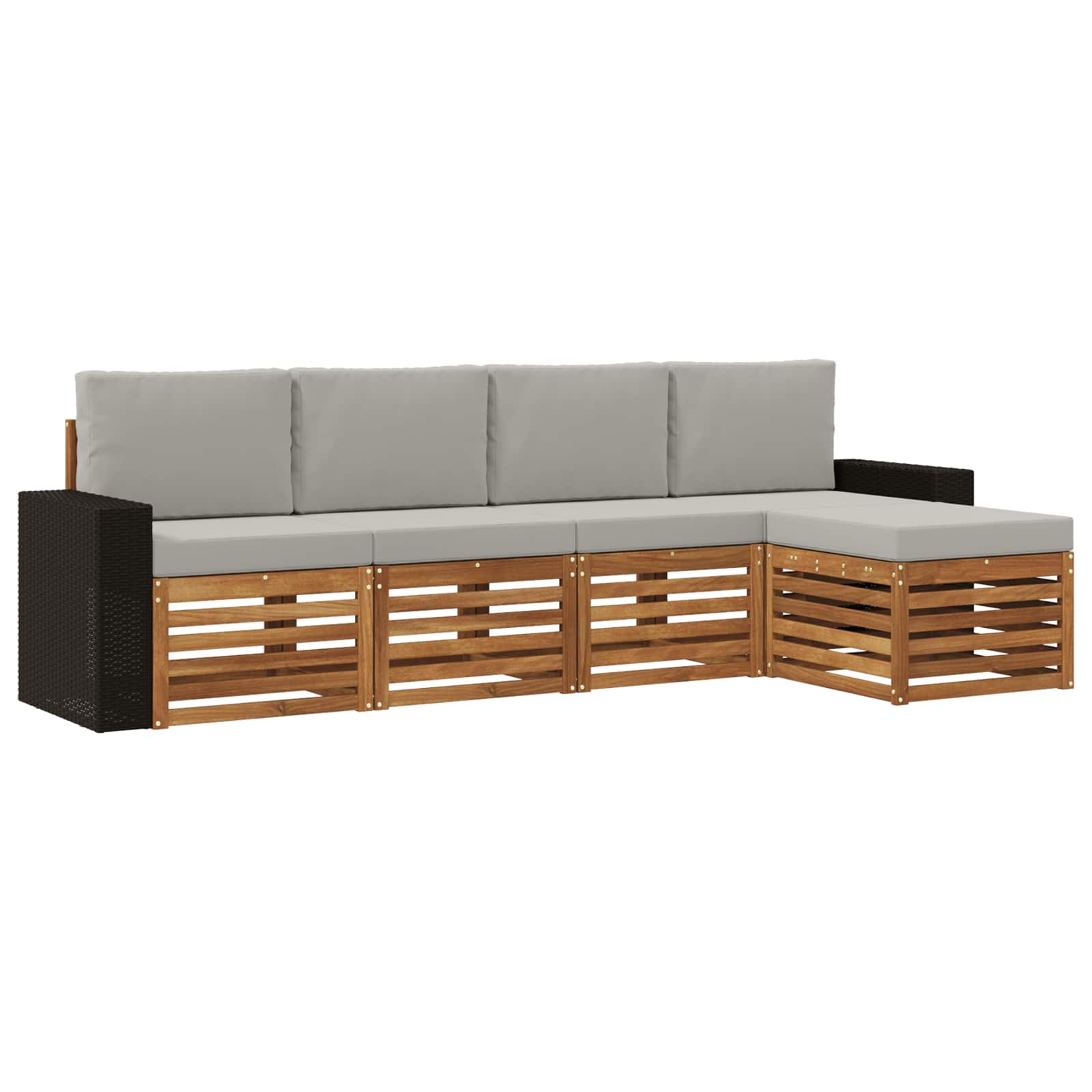 vidaXL Sofa-Sets 5 pcs Natuurlijk en Crème Massief Acaciahout
