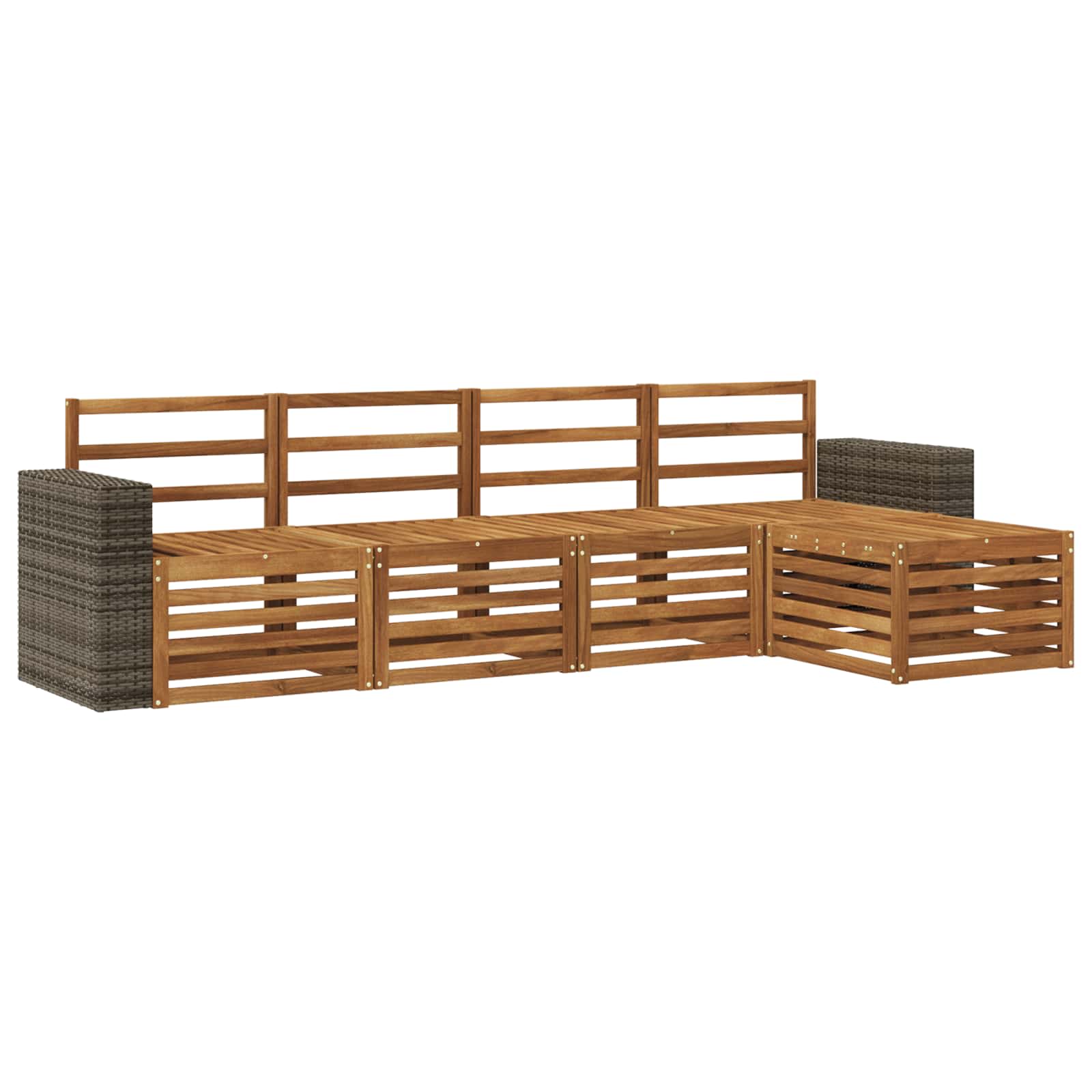 vidaXL Sofa-Sets 5 pcs Natuurlijk en Crème Massief Acaciahout